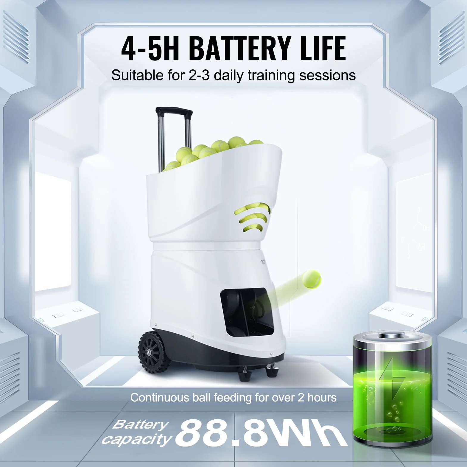 VEVOR Lancia Palline Tennis Automatico Portatile, Macchina per Palline da Tennis, Lanciatore 150 Palline, Trapano Multimodale 5 Motori, Batteria Ricaricabile, Controllo Remoto App