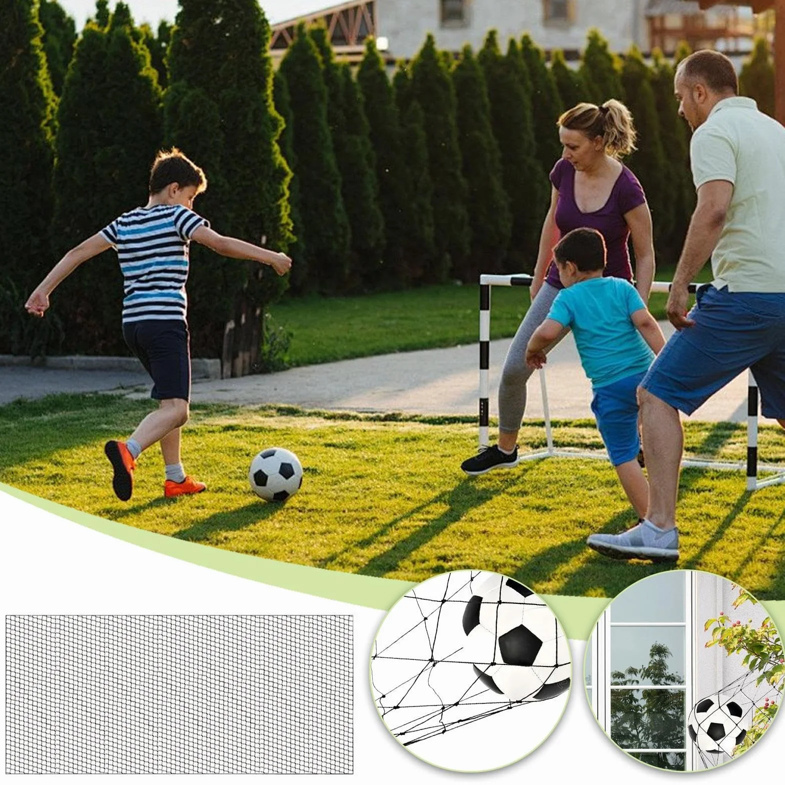 Rete di arresto da cortile multifunzionale in nylon per calcio, giardino, garage