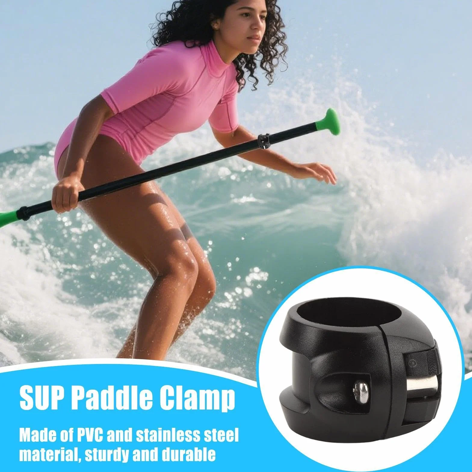 Kayak Paddle Clamp – Connettore regolabile per gamba, attacco in fibra di carbonio, bloccaggio sicuro