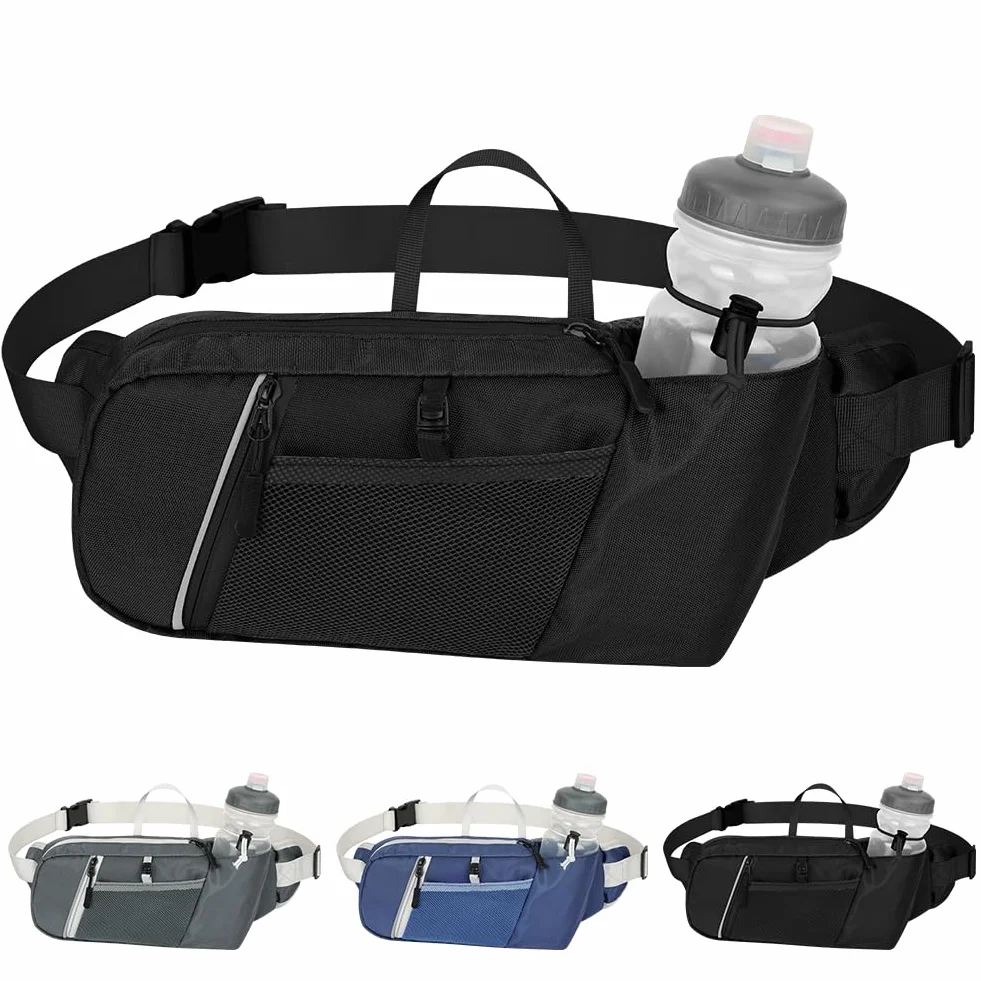 HOTUT Cintura da Corsa con Porta Bottiglia Marsupio Regolabile Sportivo per Maratona, Trail Running, Escursionismo, Jogging, Camminata (Nero)