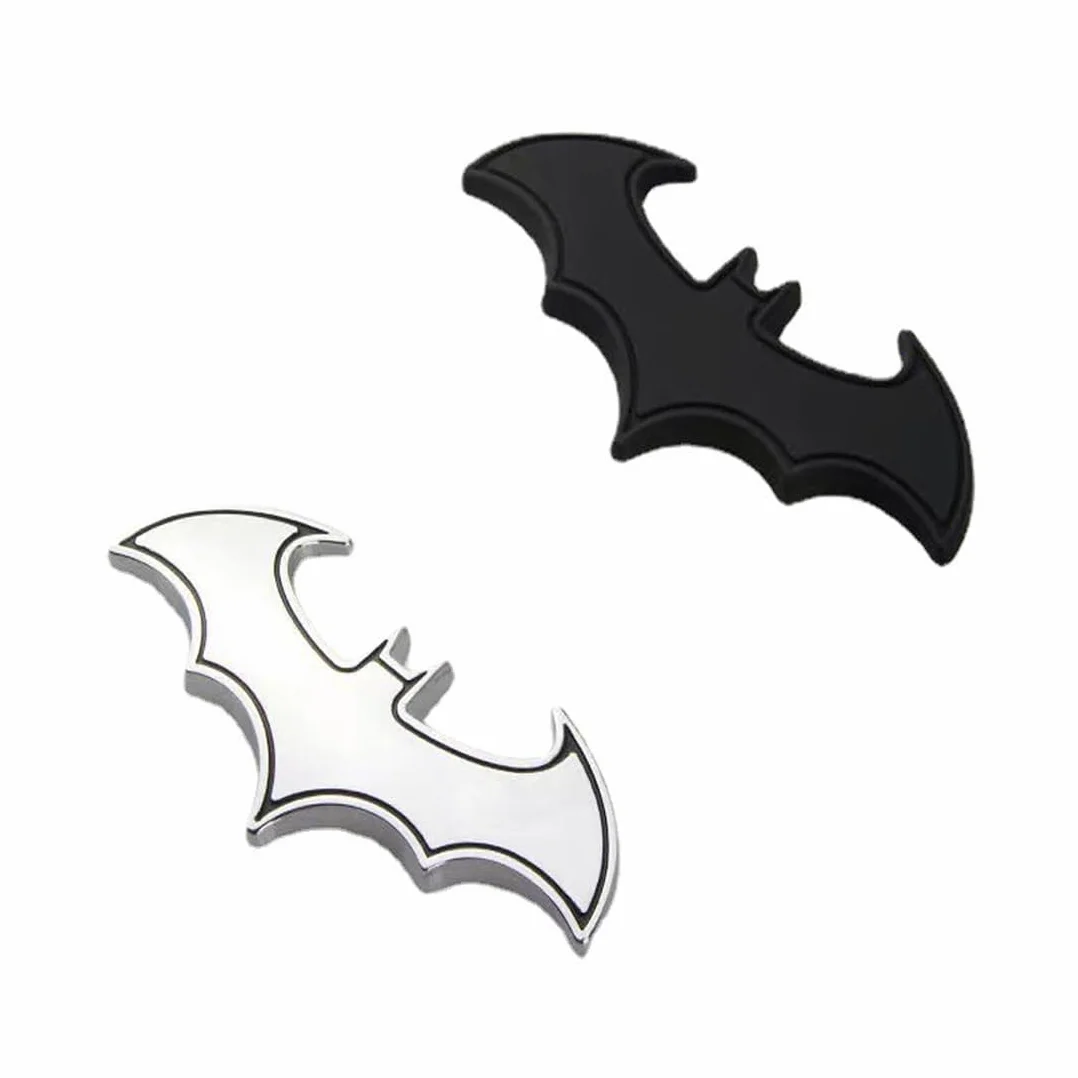 2 Pezzi Adesivi in 3D cromati per auto, logo adesivo a forma di pipistrello di pipistrello, in acciaio inox cromato, di alta qualità, ideale come decorazione per auto, con logo di pipistrello