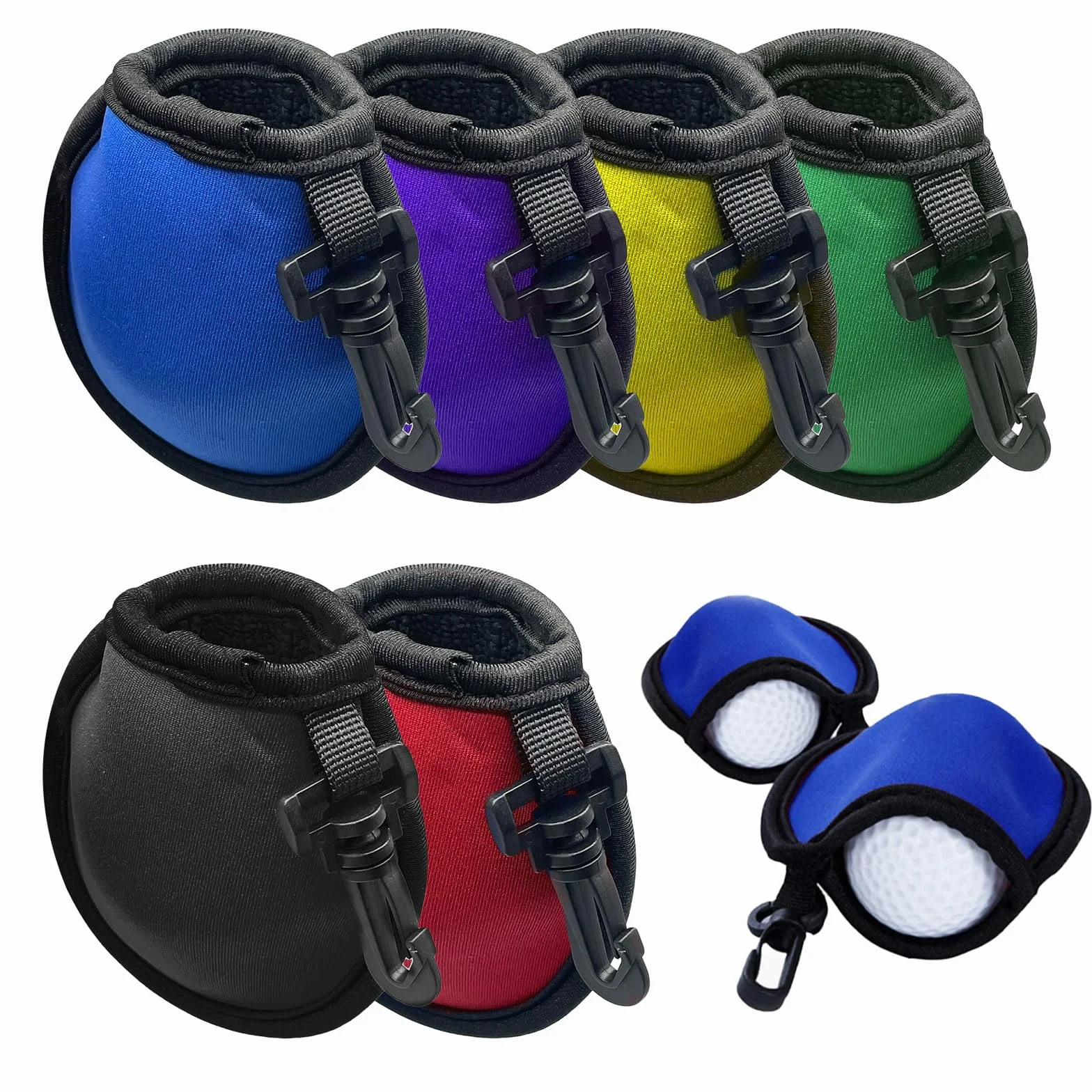 FUIPVGI 6 sacchetti pulizia palline golf con clip appendiabiti borsa riporre palline