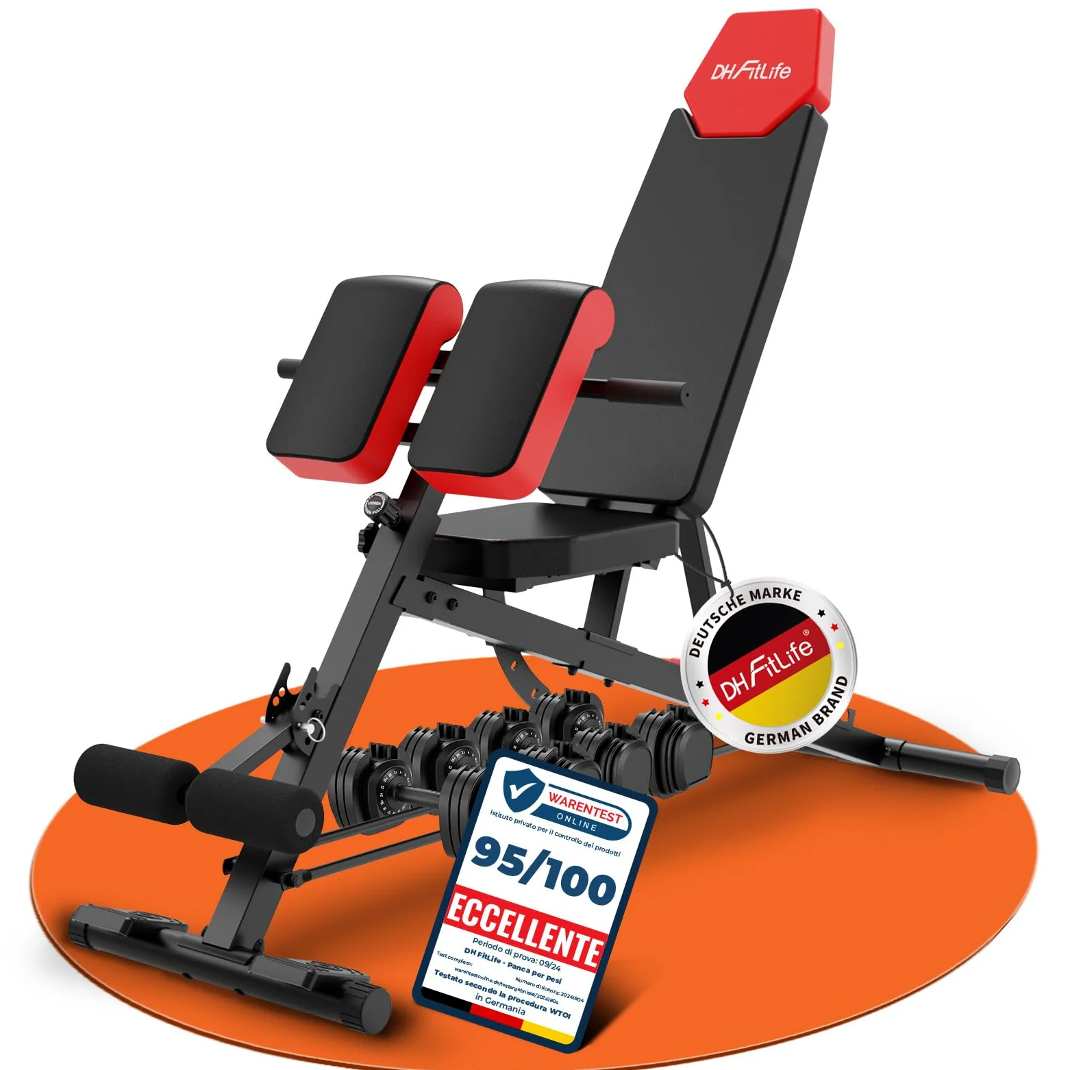 DH FitLife 2026 Panca Palestra Regolabile 6-in-1 con Hyperextension per Schiena e Addominali fino a 350 kg | Panca Multifunzionale per Home Gym | Panca Inclinata per Bench Press e Allenamento Completo