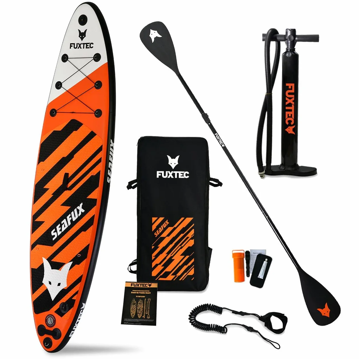 Fuxtec Stand Up Paddle Board SUP Gonfiabile 320 x 81 x 15 cm 3 Pinne 150kg Zaino