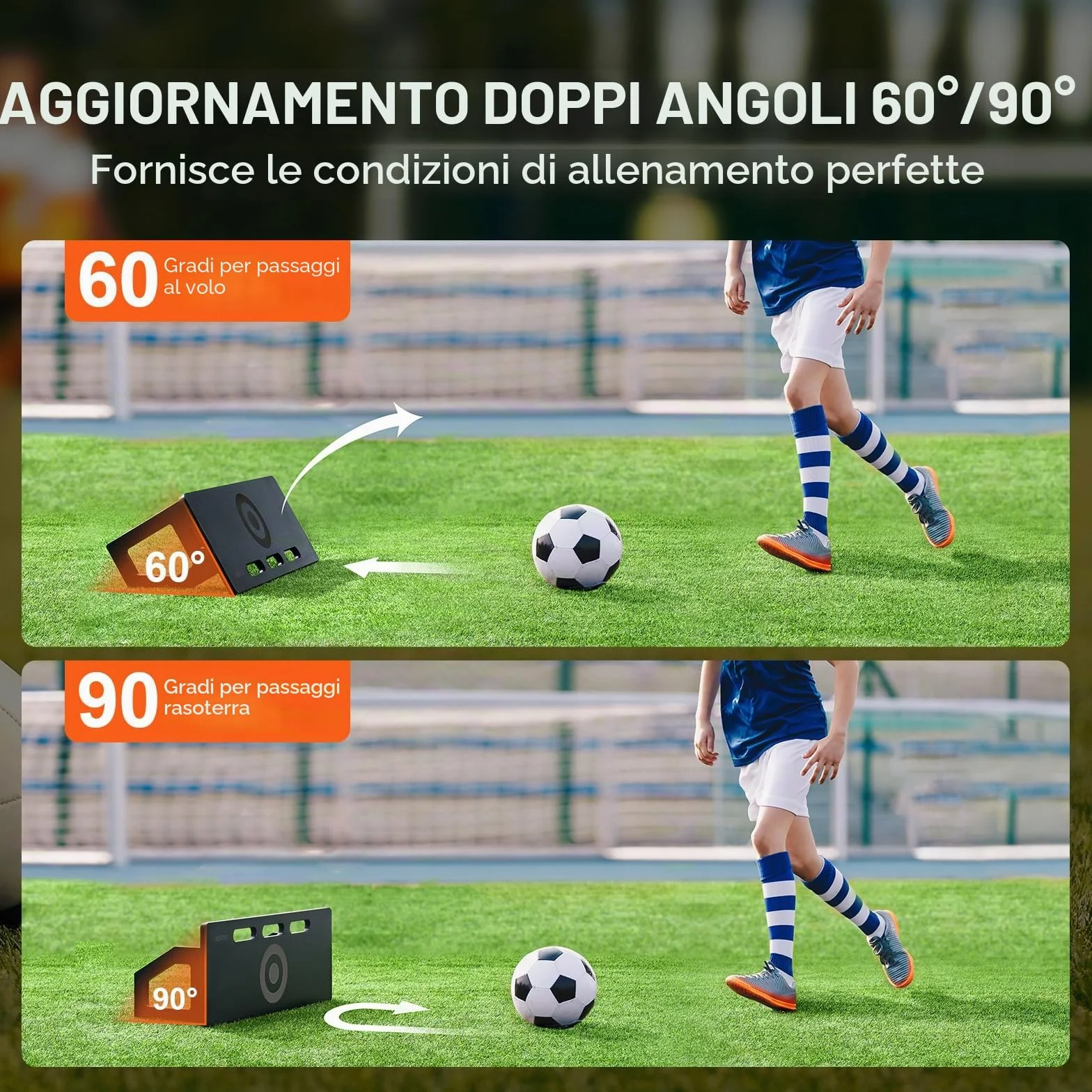VEVOR Tavola da rimbalzo da calcio portatile da parete con 2 angoli, pieghevole in HDPE, attrezzatura per allenamento per bambini e adulti