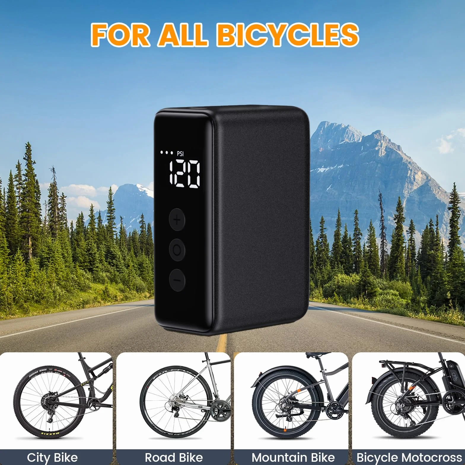 WARMTUYO Pompa Elettrica ad Aria per Bicicletta 120 PSI con Manometro e Spegnimento Automatico