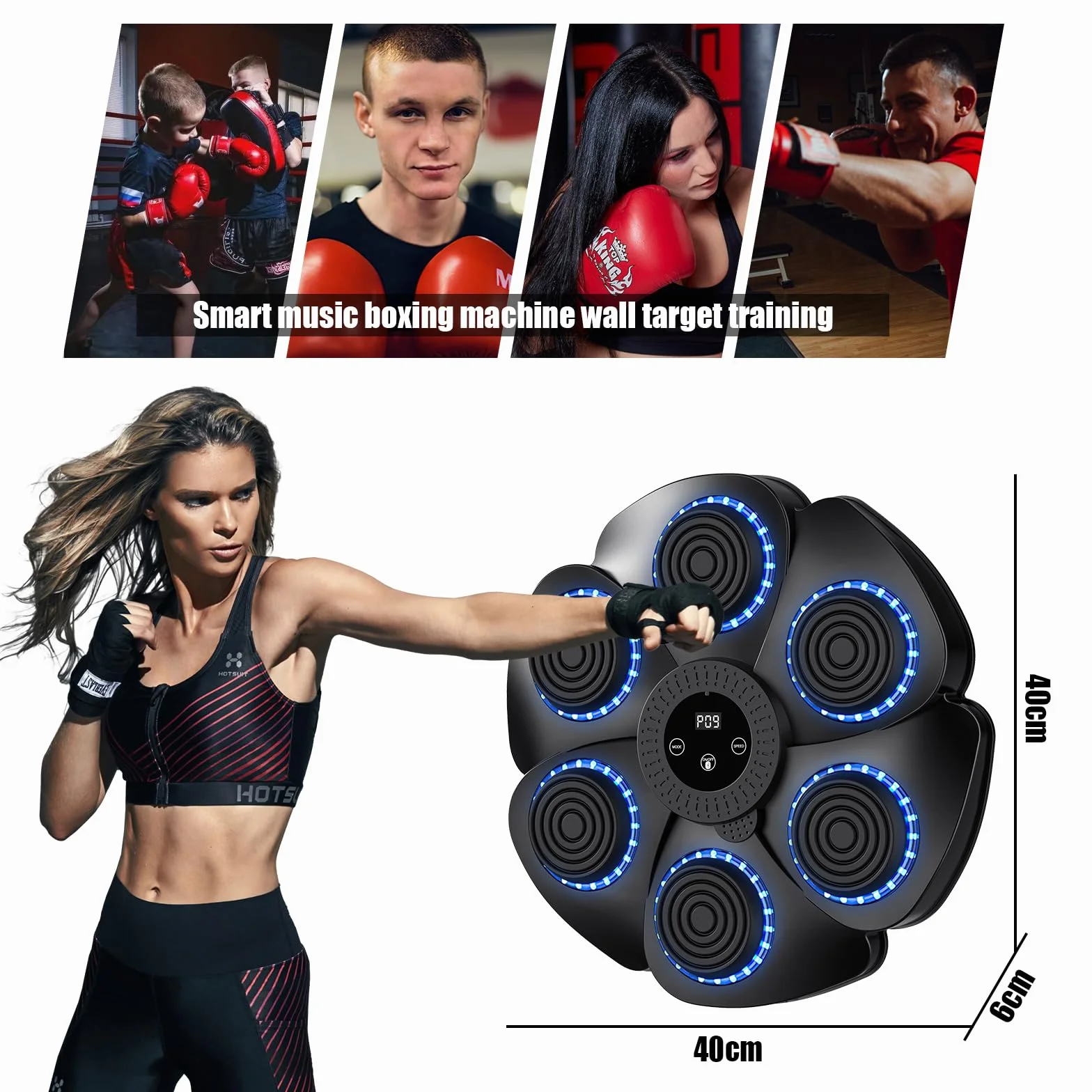 2025 9 Velocità Macchina Di Boxe Musica Bluetooth Intelligente, Music Boxing Machine, Boxing Training A Parete per Allenamento, per Bambini Adulti