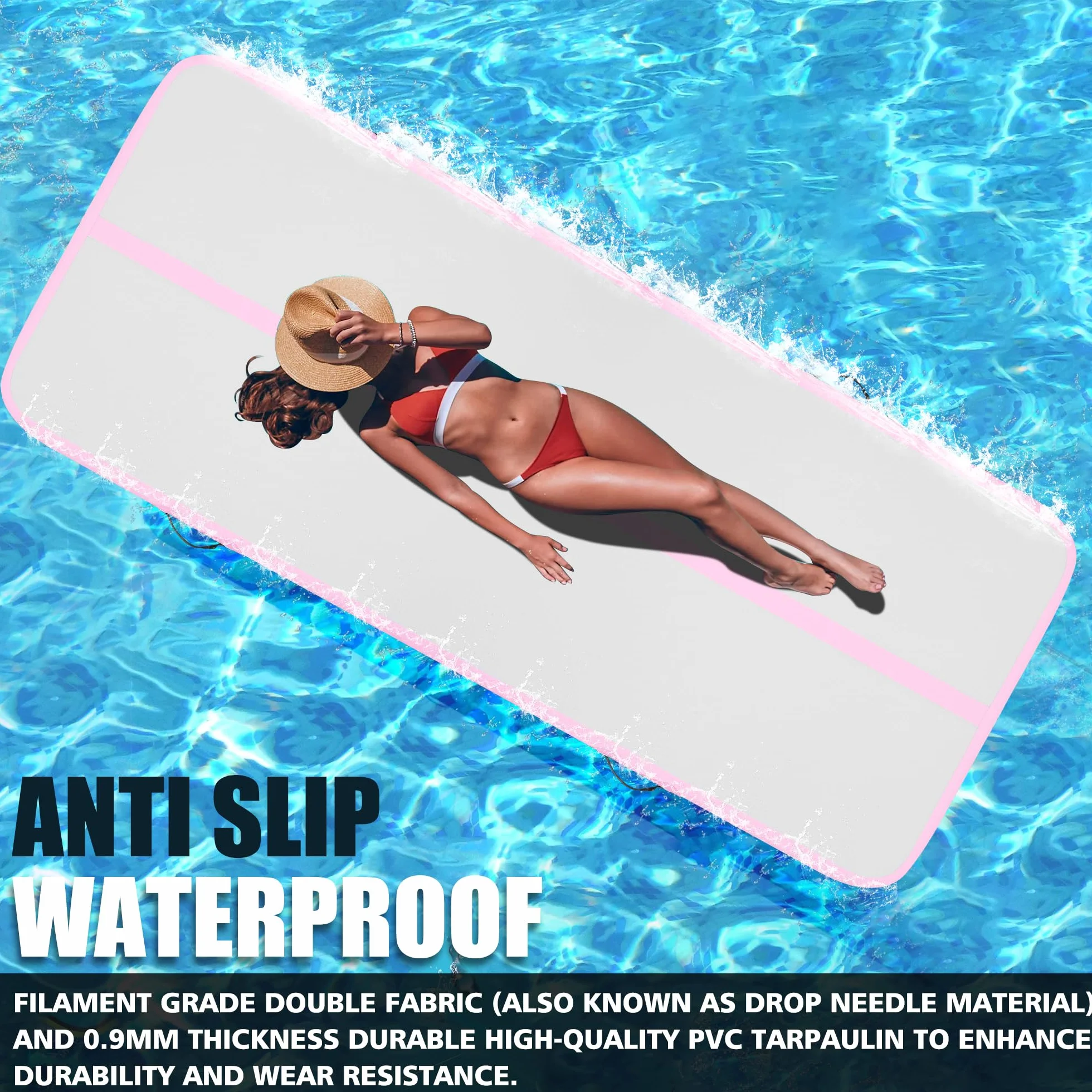 BPB Inflatable Gymnastics Tumbling Mat with Electric Pump. 10ft Air Tumble Training Track. Air Gymnastic Tracks Use for Home/Gym/Cheerleading/Yoga/Pilates/Martial Arts/Beach/Cheerleading/Water Fun
