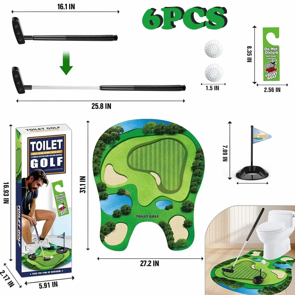 Set Completo da Golf per Toilette YGCHEN con Putter, Palla, Bandierina e Tappetino