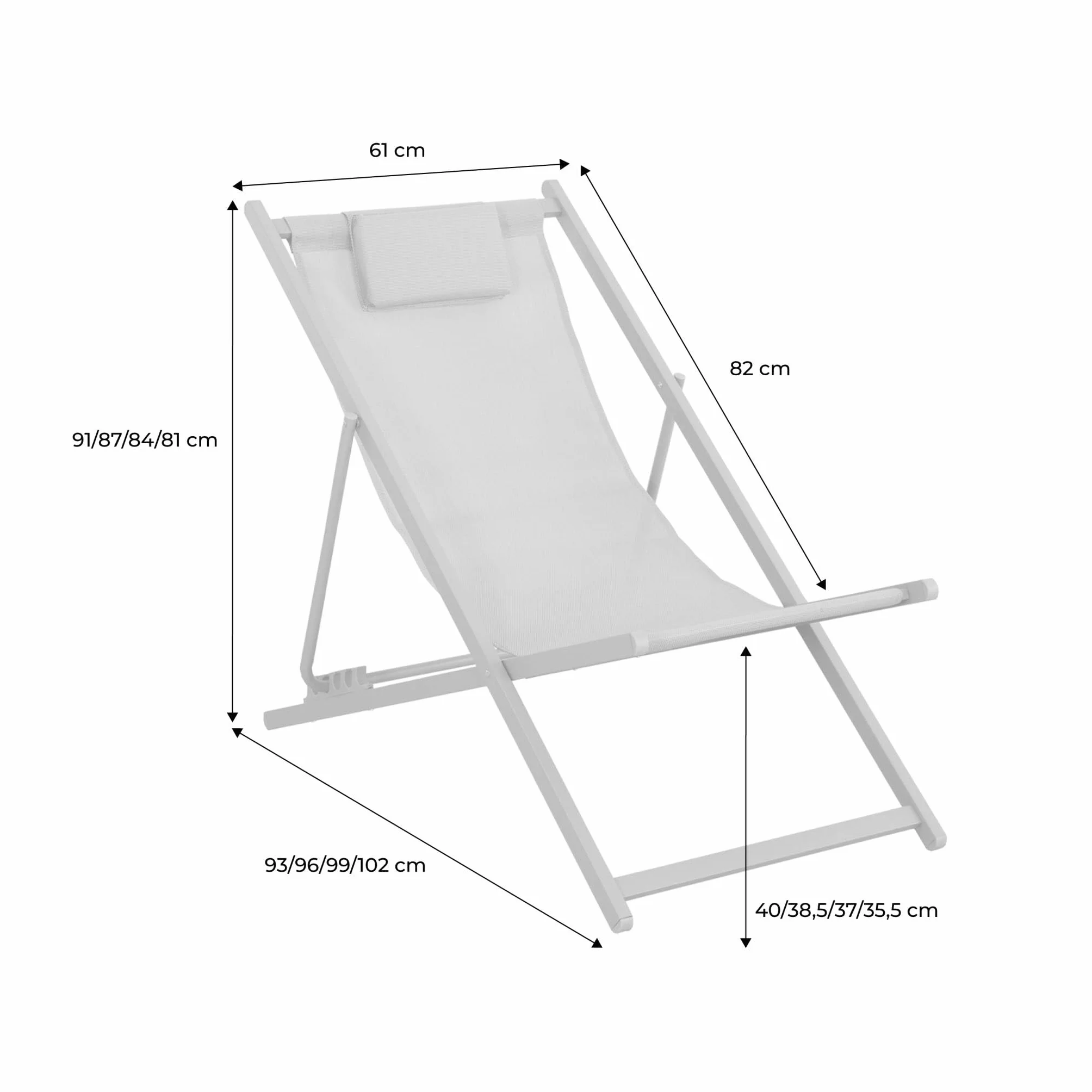 Set 2 sedie sdraio pieghevoli con cuscino e multiposizione Verde kaki - 102x62x81 cm