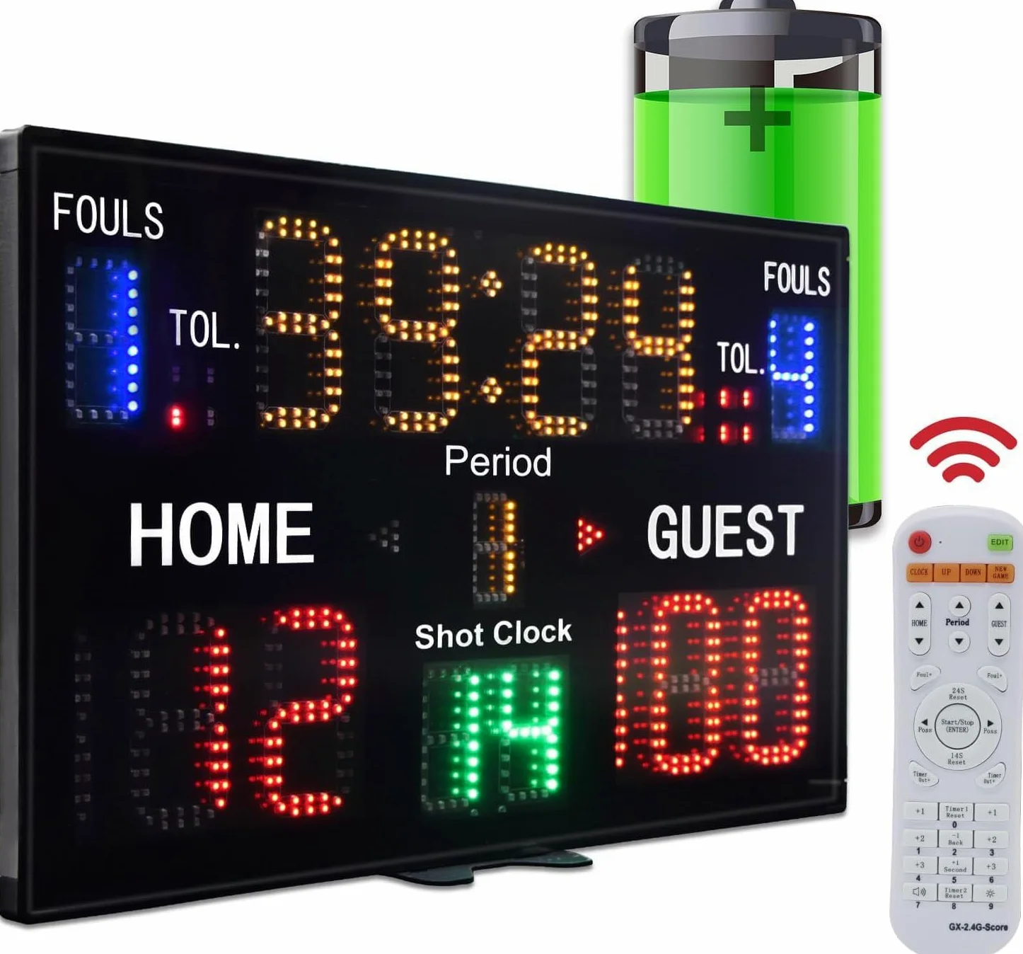 YZ Tabellone segnapunti di Pallacanestro del LED con l'orologio del Colpo, tabellone segnapunti Portatile Basket, tabellone segnapunti Digitale con Telecomando, tabellone segnapunti elettronico con