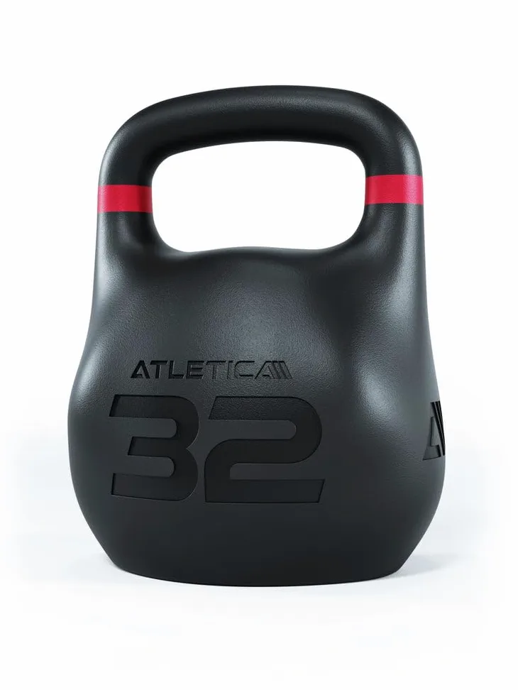 Atletica HRX Kettlebell ottagonale | 32 kg | rosso | ideale per il trasporto degli agricoltori | nessun urto sulla coscia | codice colore secondo standard internazionale