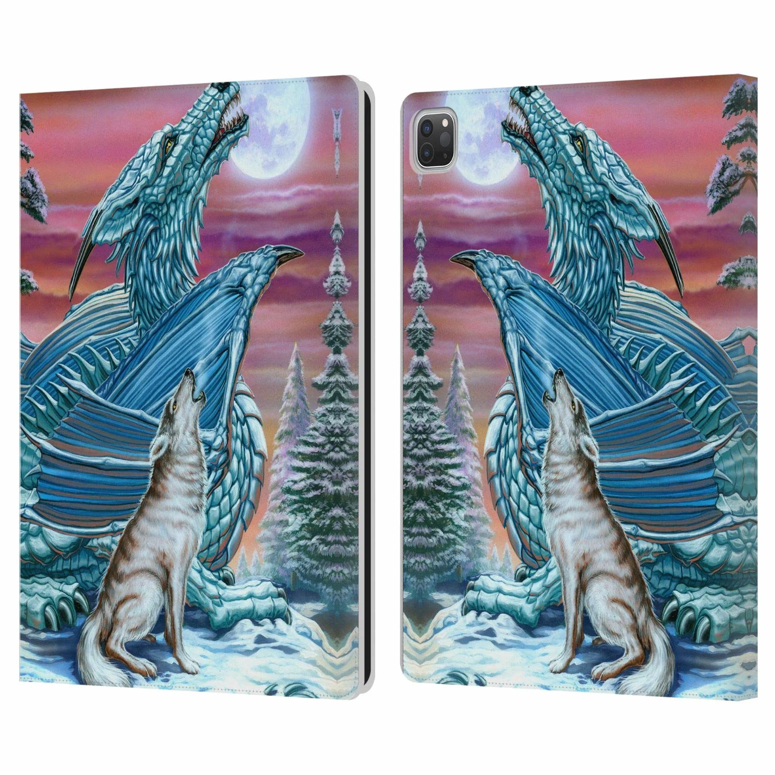 Head Case Designs Ed Beard Jr Canzone della Luna Luna del Lupo Draghi Portafoglio in Pelle Apple iPad PRO 12.9 2020/2021/2022