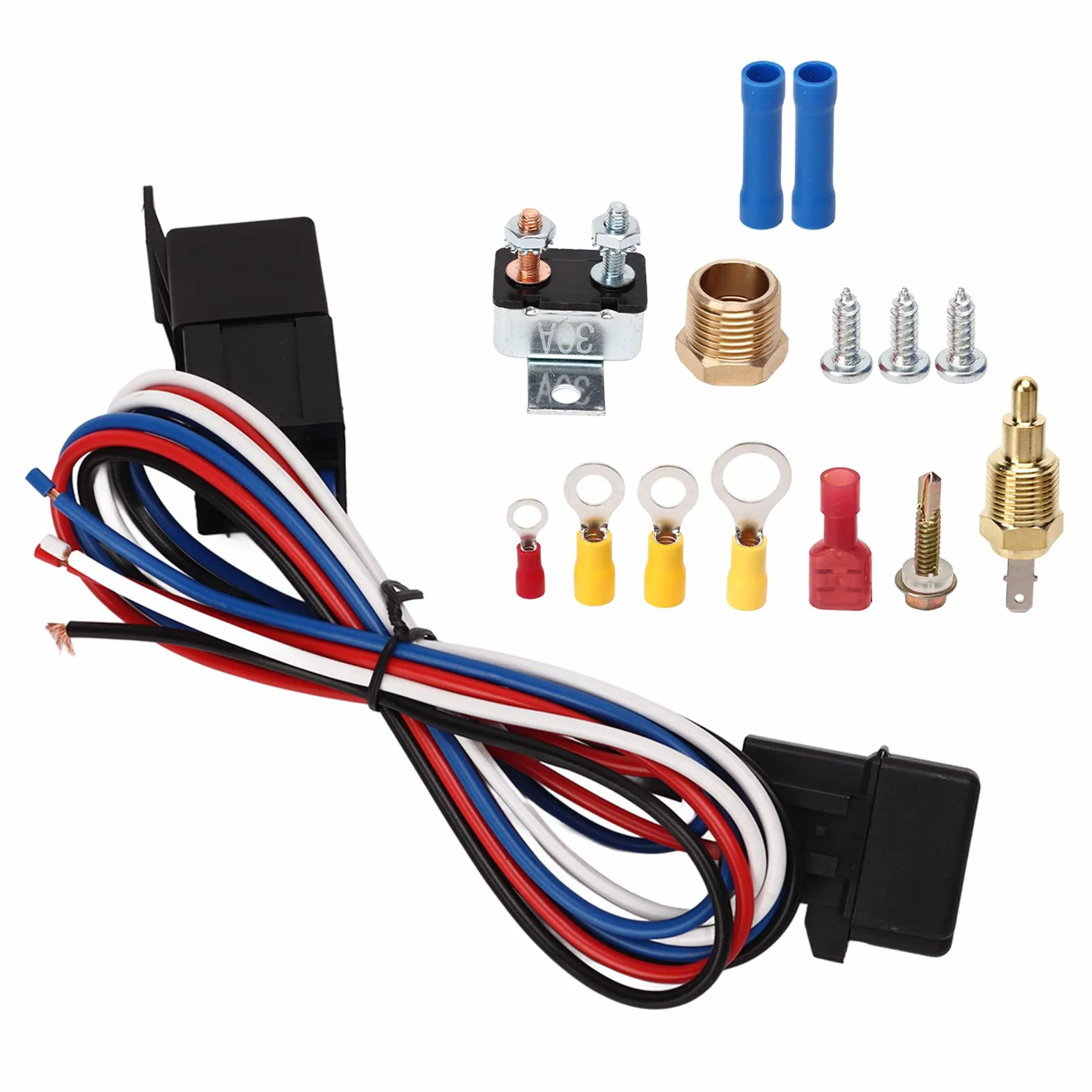 12V Kit Cavi Relè Termostato Ventola Radiatore Elettrico, Kit Relè Ventola Raffreddamento con Termostato Regolabile