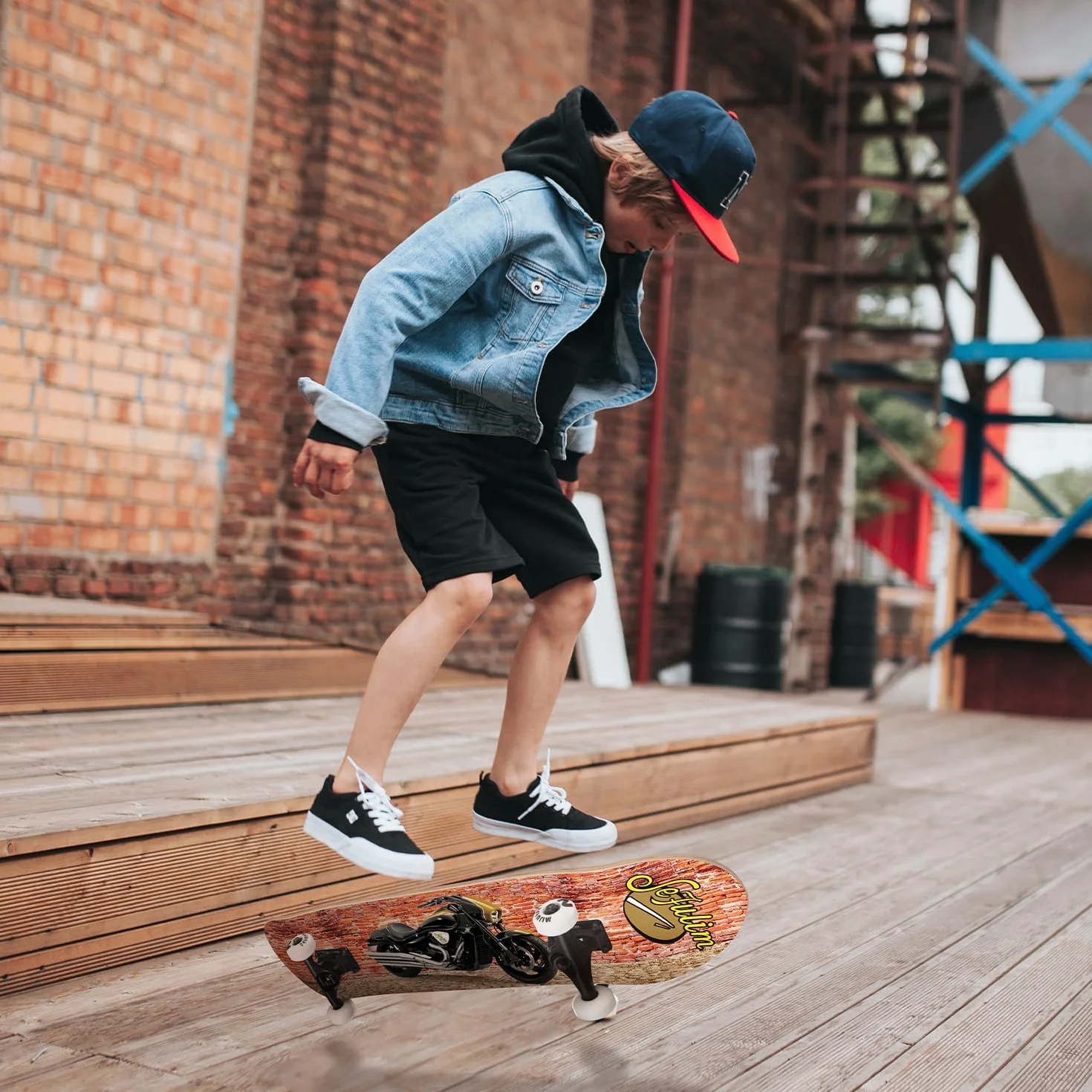 31 x 8 Pollici Skateboard Completo 7 Strati Acero Canadese Double Kick Deck concavo Skateboard per Ragazzi Ragazze Adolescenti Adulti Principianti
