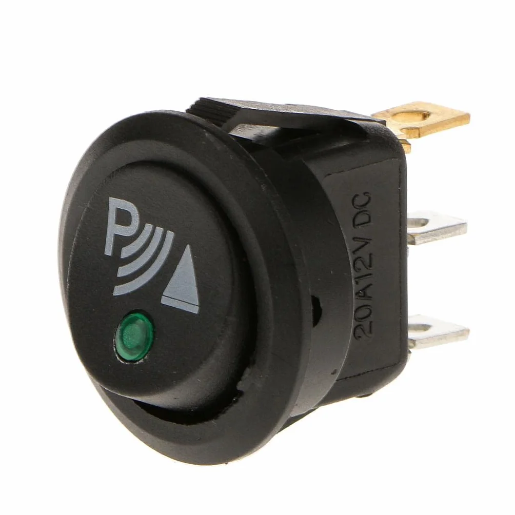 Interruttore a Bilanciere Rotondo 12V Plastica Metallo per Sensori Parcheggio
