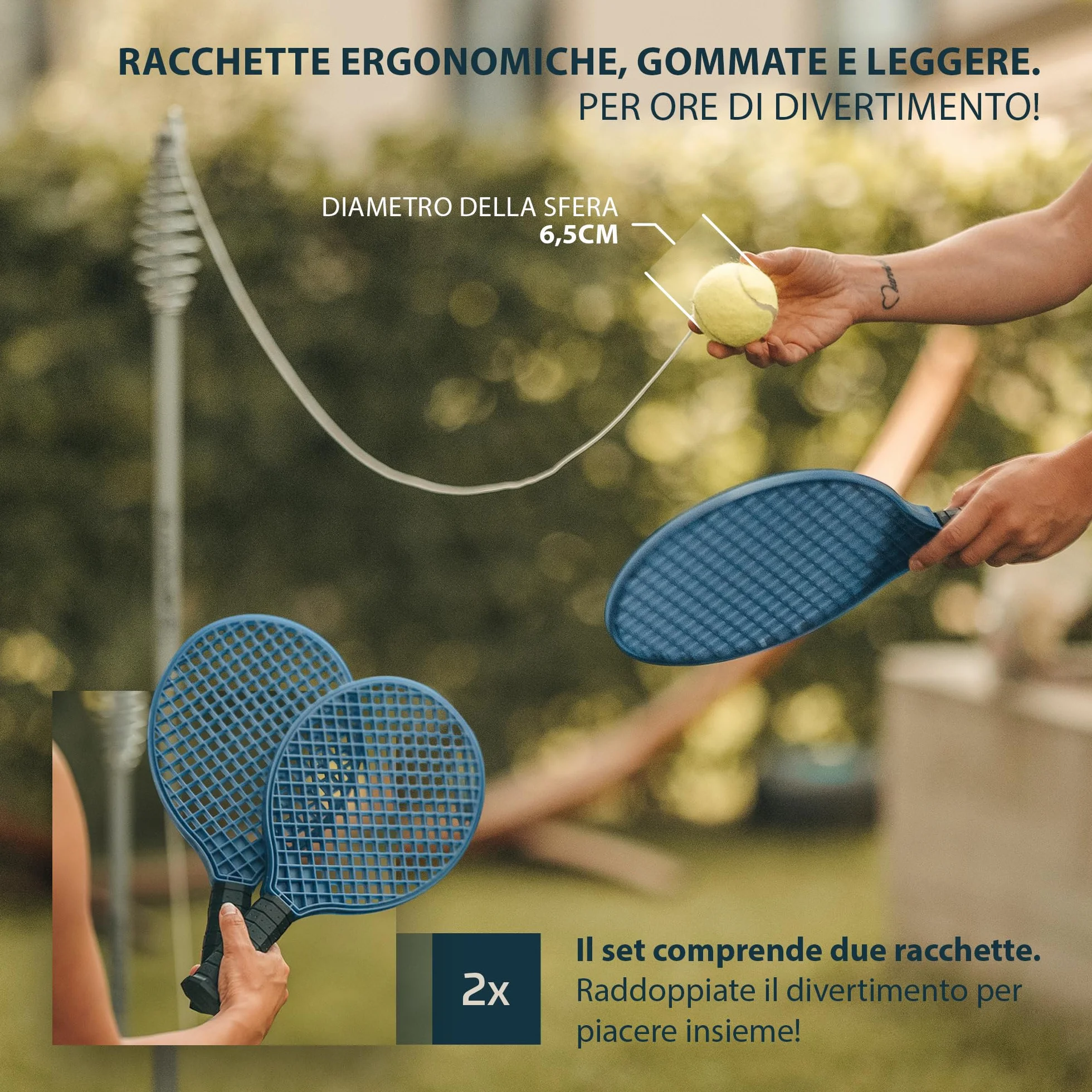 PHIBER-SPORTS Twistball Set Modello Migliorato 2026 – Swingball per Bambini e Adulti, Palla da Tennis su Corda, Tennis Trainer Gioco Giardino