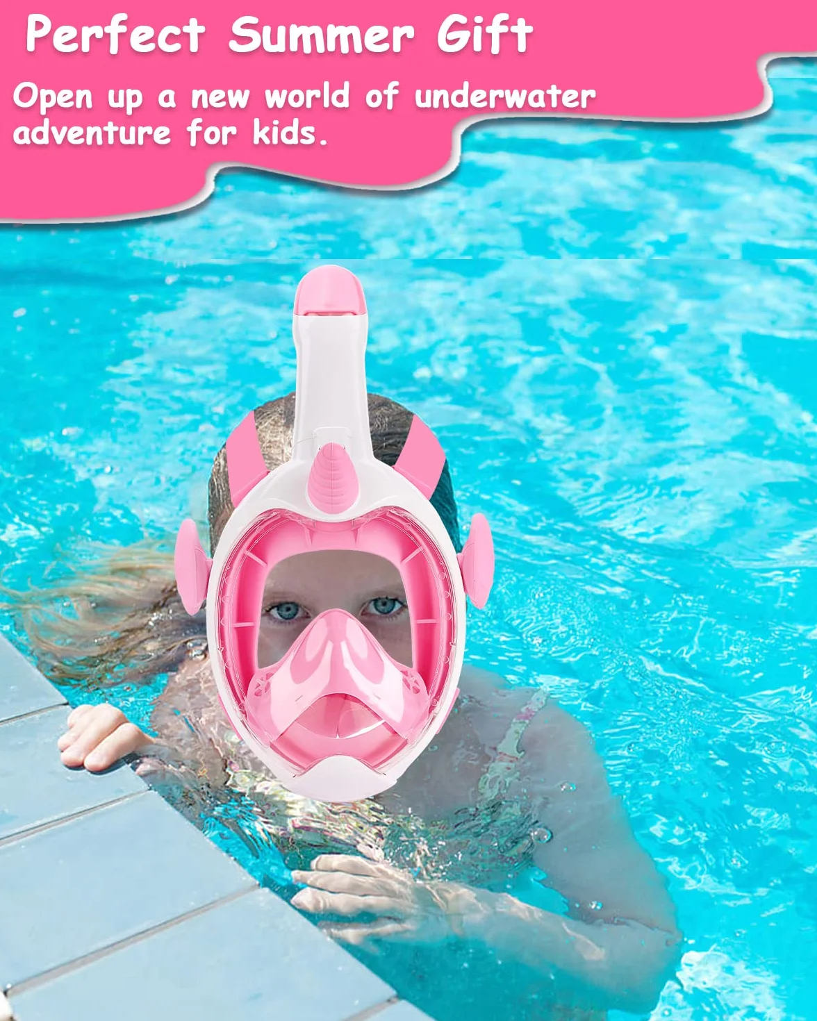 Flyboo Maschera da Snorkeling Bambini Unicorno 180° Visuale Panoramica Pieno Facciale Anti Appannamento