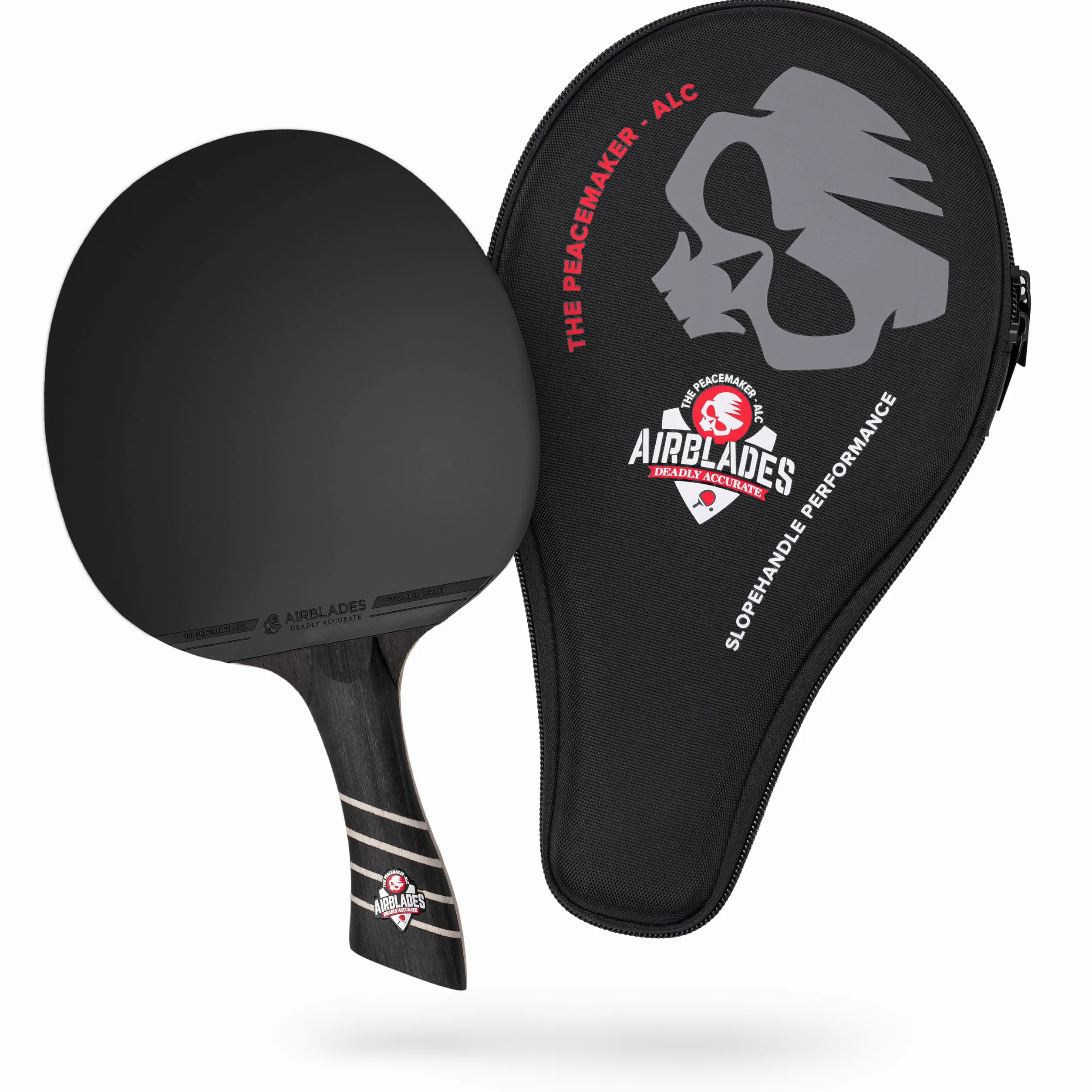 The Peace Maker ALC - Racchetta professionale da ping pong in fibra di carbonio che produce la massima rotazione e controllo per tutti i livelli, custodia rigida e manico ergonomico.