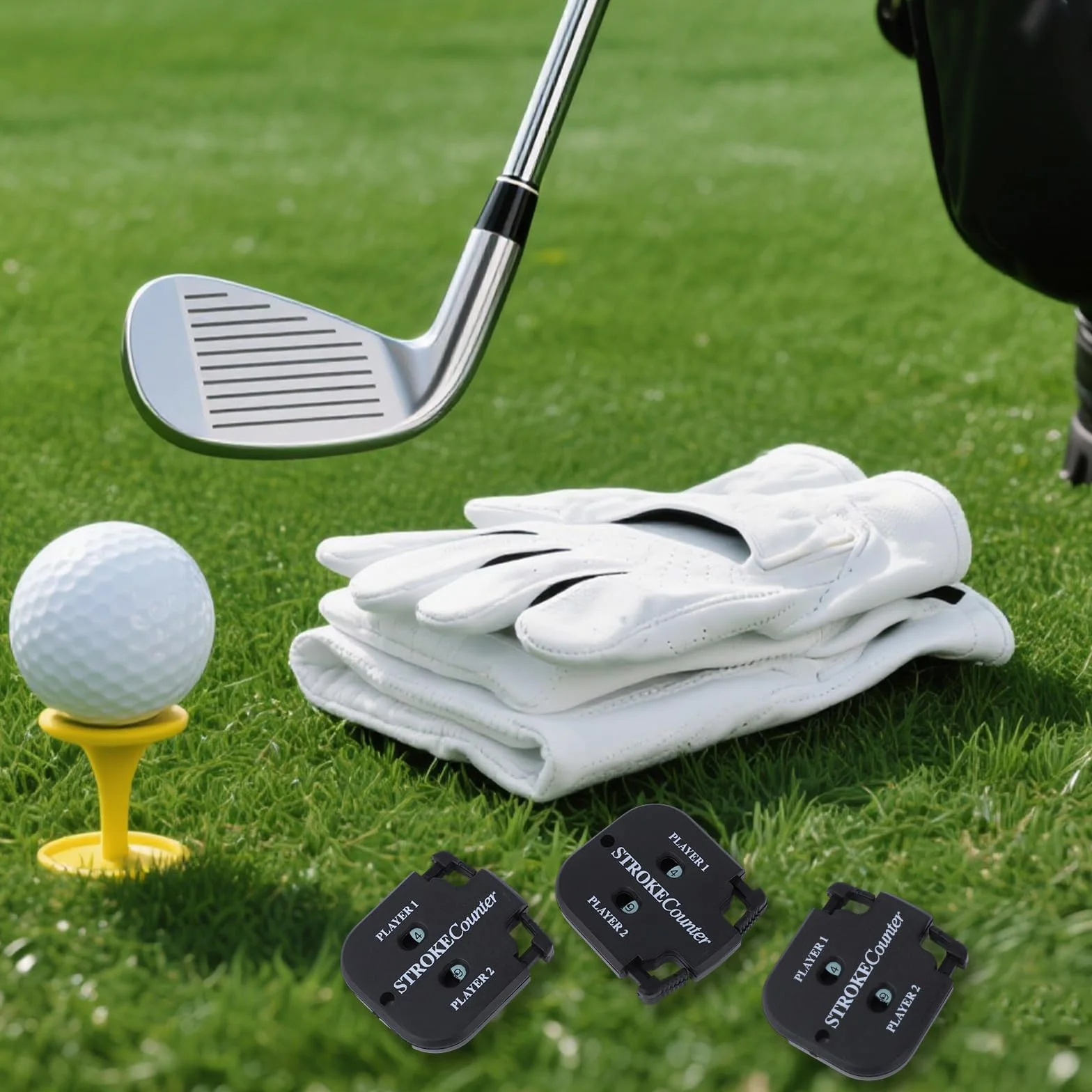 Contatori Colpi da Golf Segnapunti Portatile con Corda per 2 Giocatori Gare Allenamento