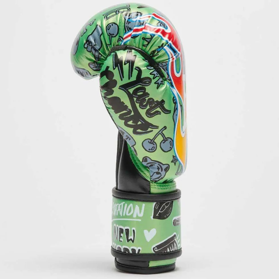 LEONE 1947 Guanti Boxe Flames 6 OZ Verde