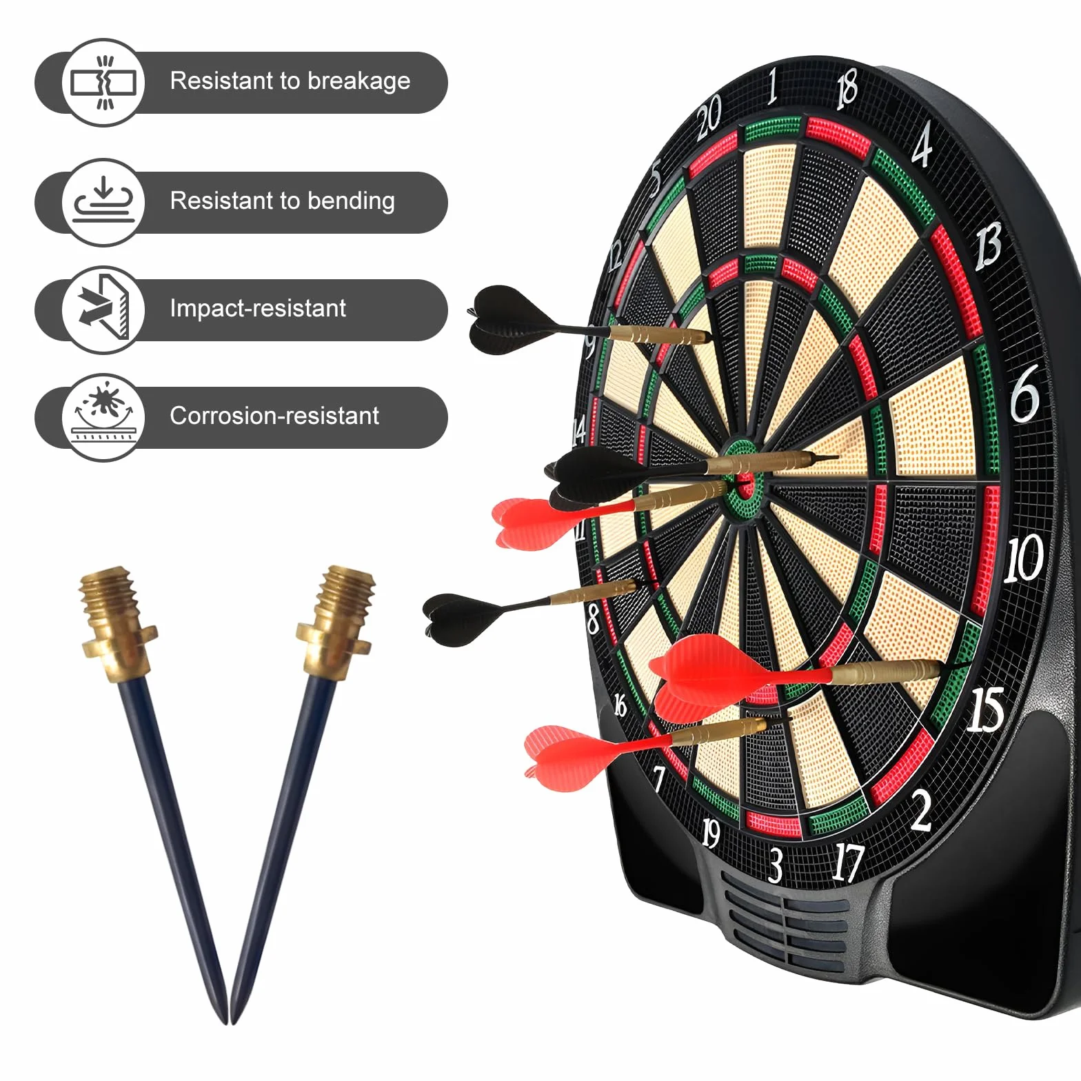 Punte per Freccette Acciaio 20 Pezzi con 50 Anelli di Gomma, Filo Darts Strumento di Conversione