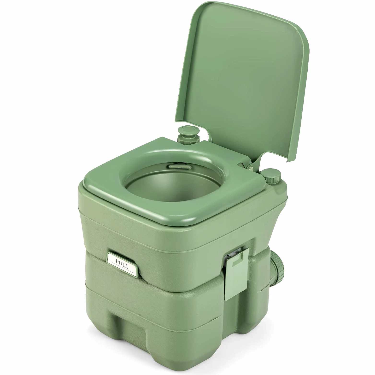 LIFEZEAL WC da campeggio portatile con serbatoio dell'acqua da 20 l, mobile da campeggio con comoda altezza della seduta, WC da viaggio con pompa a pistone, WC da esterno per viaggi, camper e viaggi