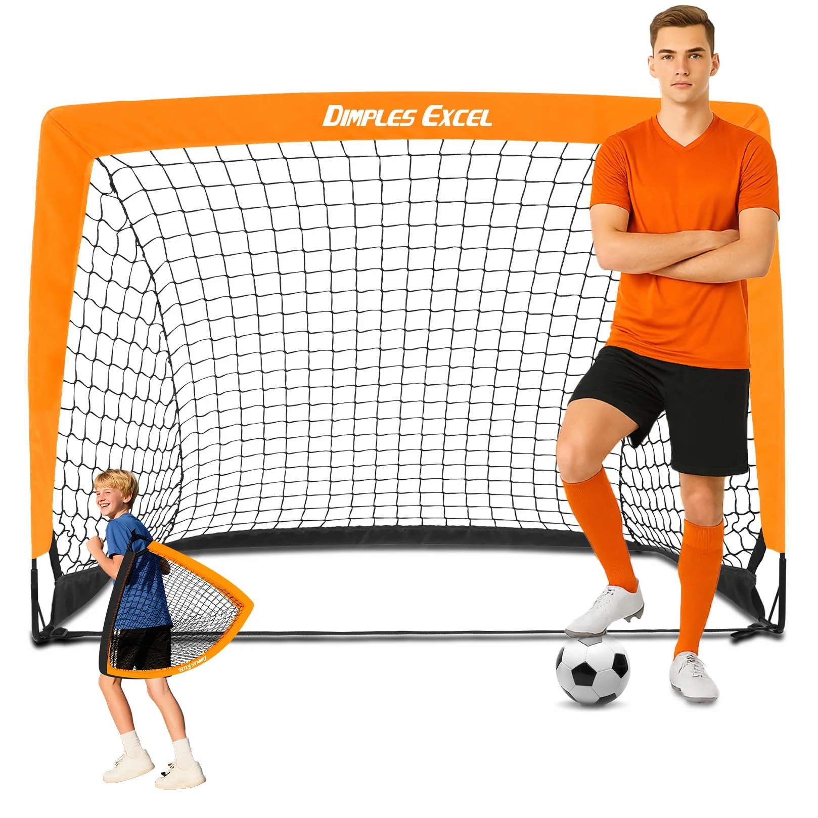 Dimples Excel Porta da Calcio Pieghevole 120x90 152x110 213x152 cm Rete da Giardino con Pallone