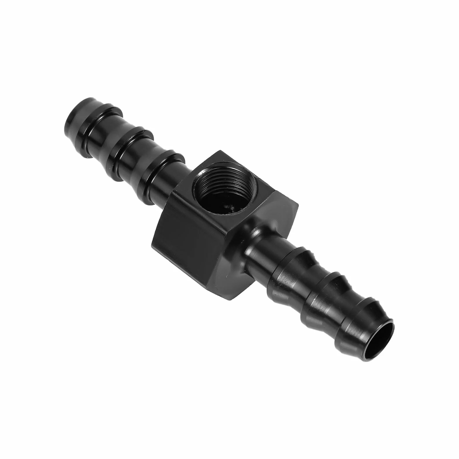 Adattatore Raccordo Manometro Pressione Carburante 5/16 Barb, Connettori Manometro Pressione Carburante Linea Alluminio Alta Qualità Adattatore per Manometro Pressione Carburante 5/16(Nero)