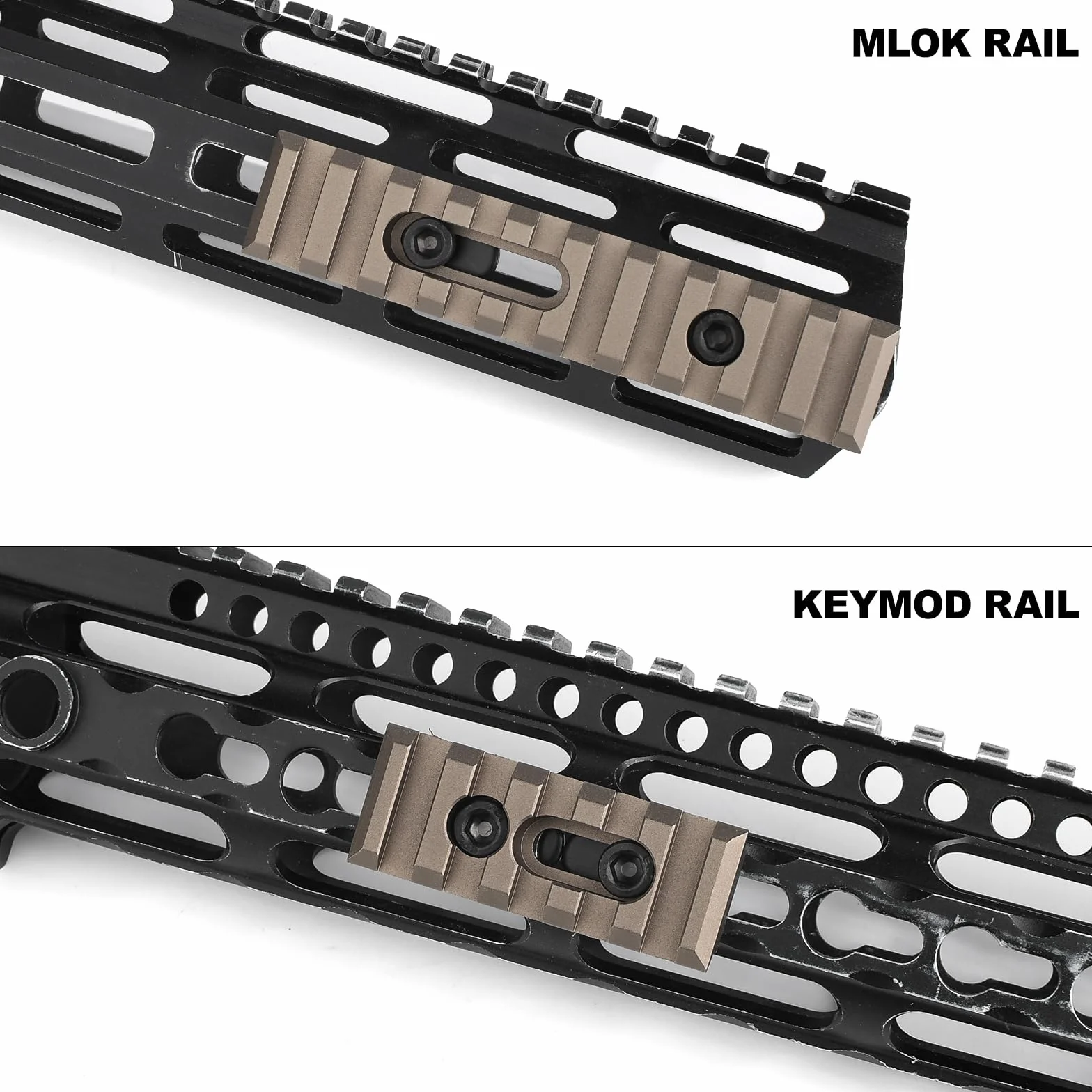 Tattico 3Pcs Picatinny Rail Alluminio Supporto Accessorio Mlok/Keymod Marrone