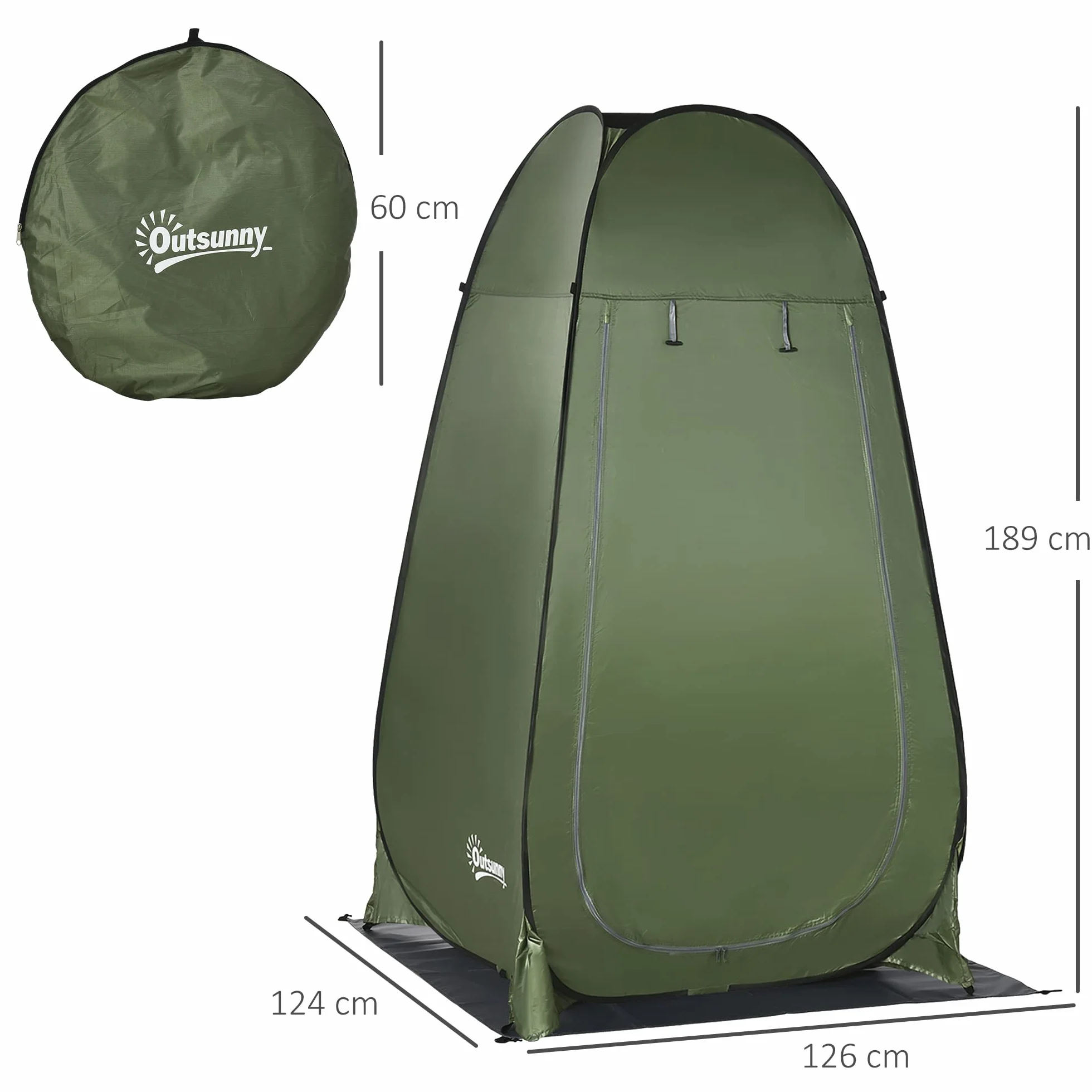 Outsunny Tenda Doccia da Campeggio Portatile 126x124x189 cm