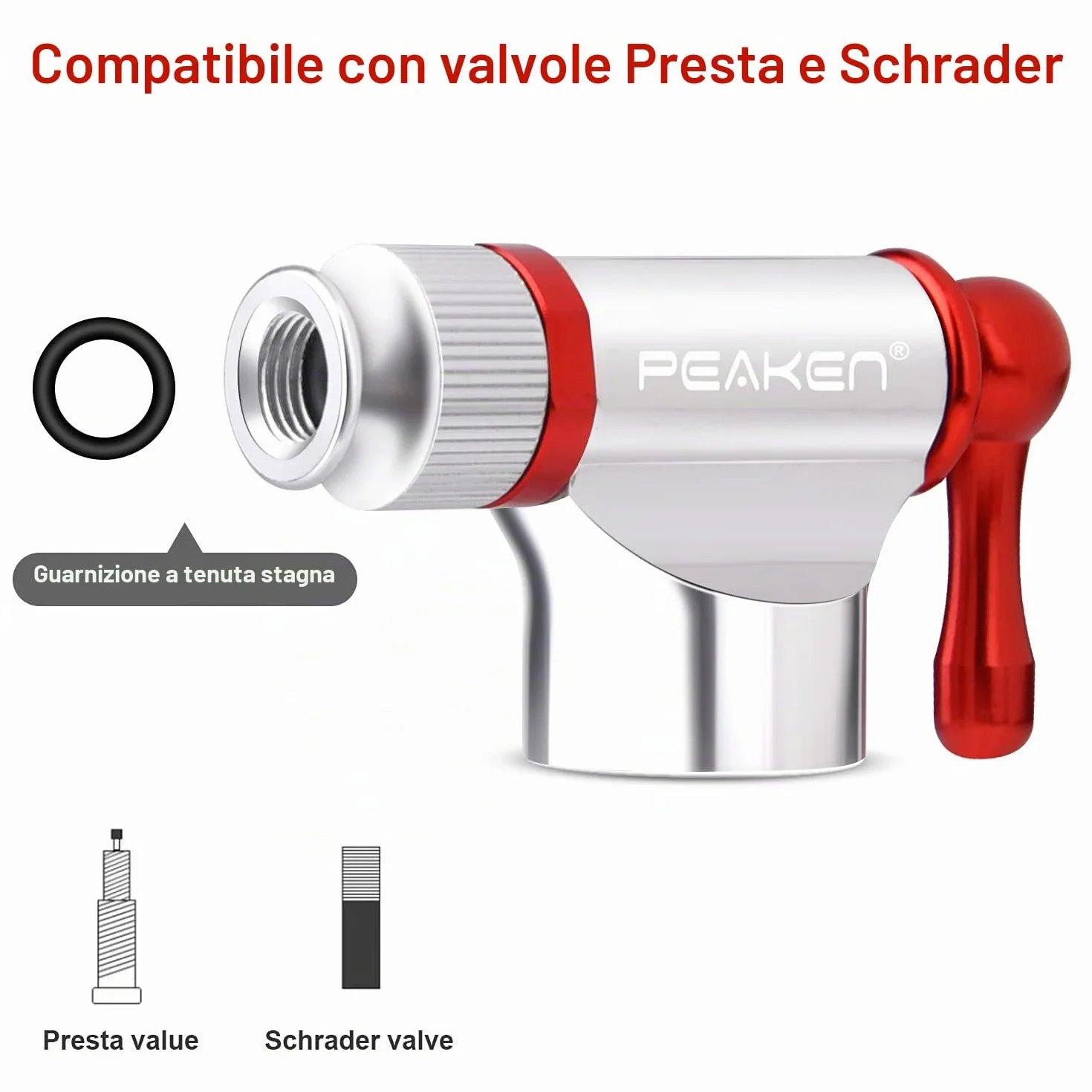 Pompa CO2 Veloce e Leggero Compatibile Presta Schrader per Bici