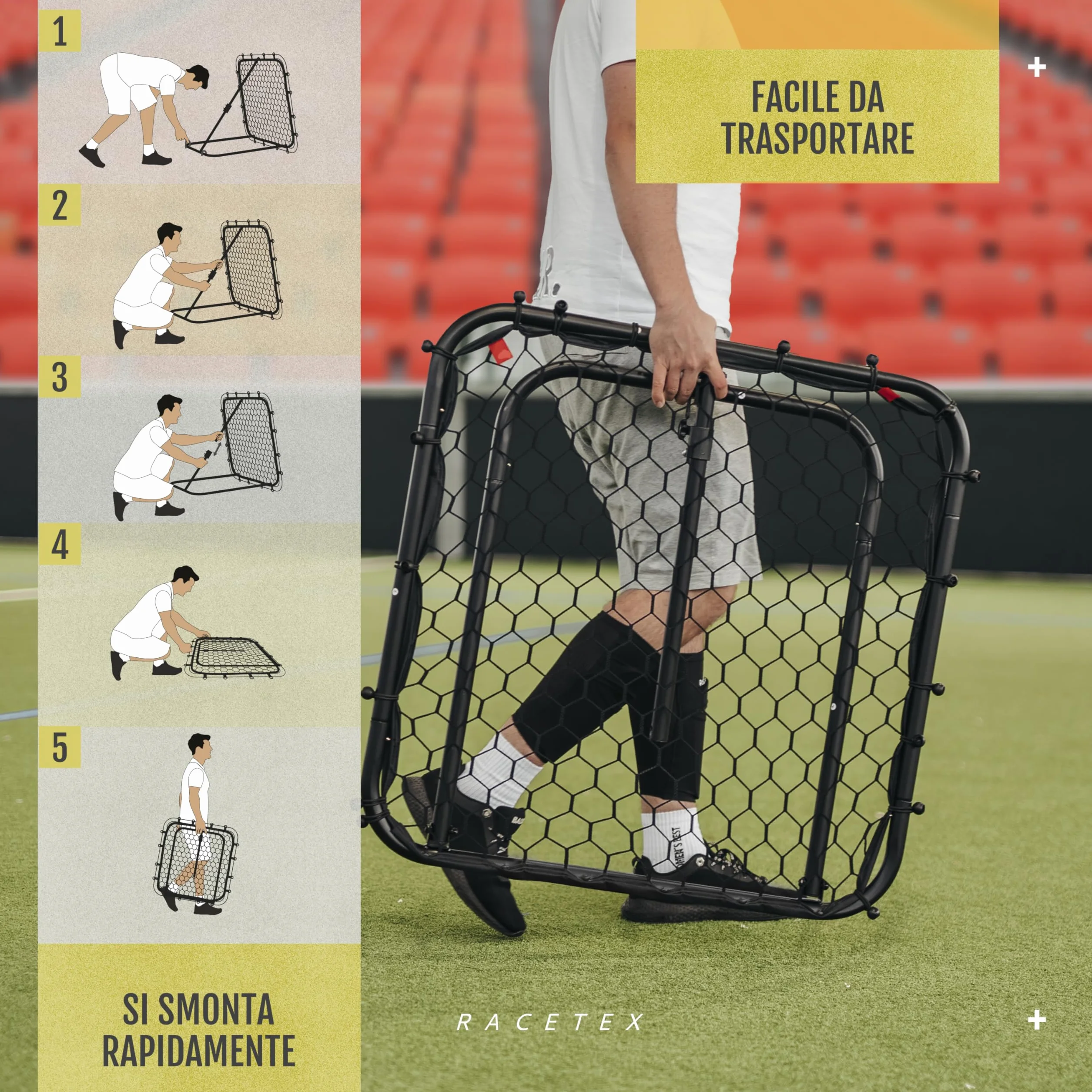 Racetex Rimbalzo da Calcio per Bambini Regolabile – Pallone Allenamento Diversificato