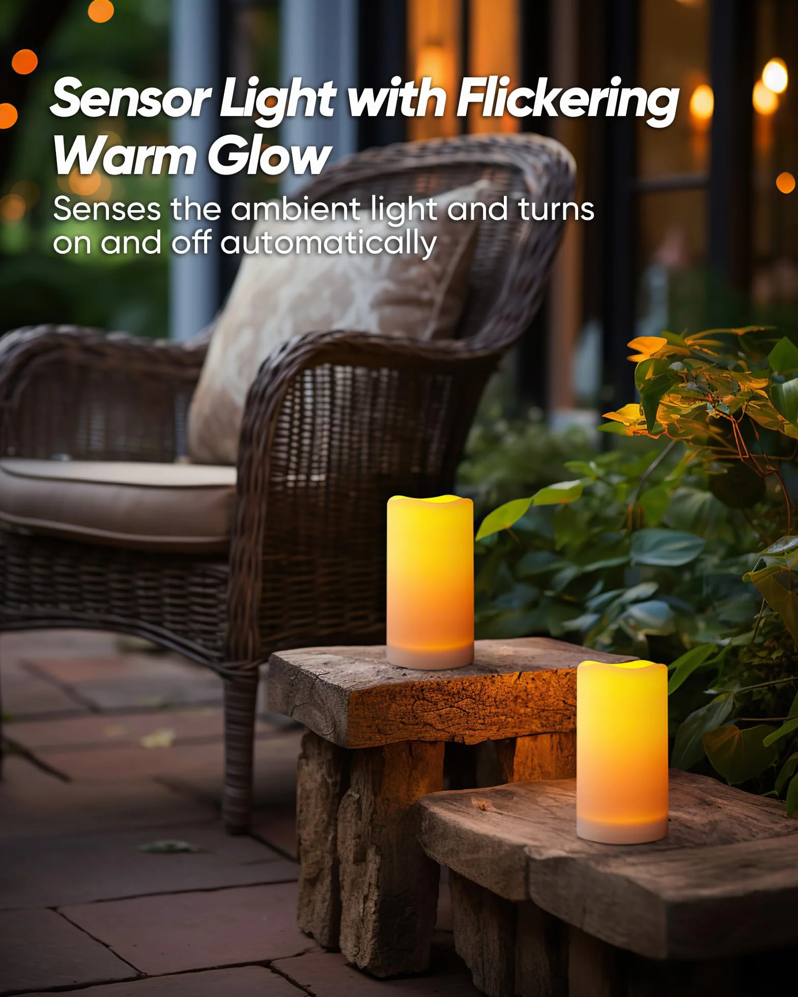 Homemory Candele solari per esterni impermeabili con luce tremolante set da 3