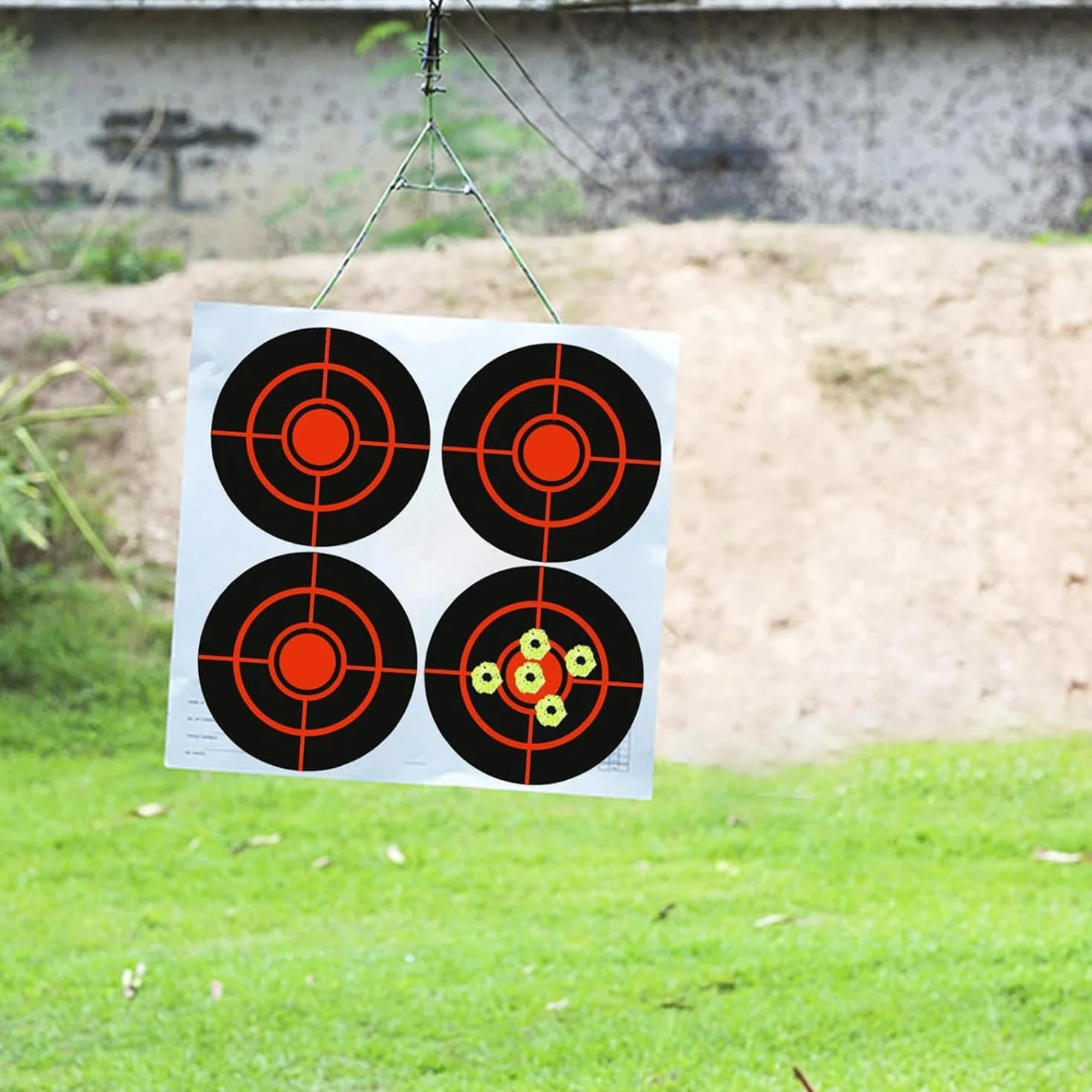 Bersagli splatter autoadesivi fluorescenti gialli 7,6 cm per tiro con fucili e pistole Airsoft BB