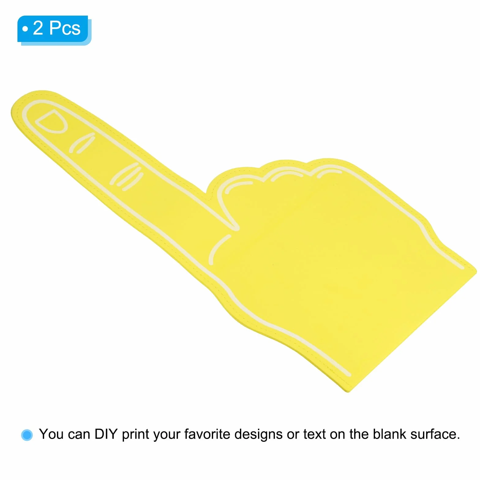 PATIKIL Dito di Schiuma Gigante da 18 Pollici, 2pz, Mano di Schiuma Fai-da-Te per Cheerleading, Giallo
