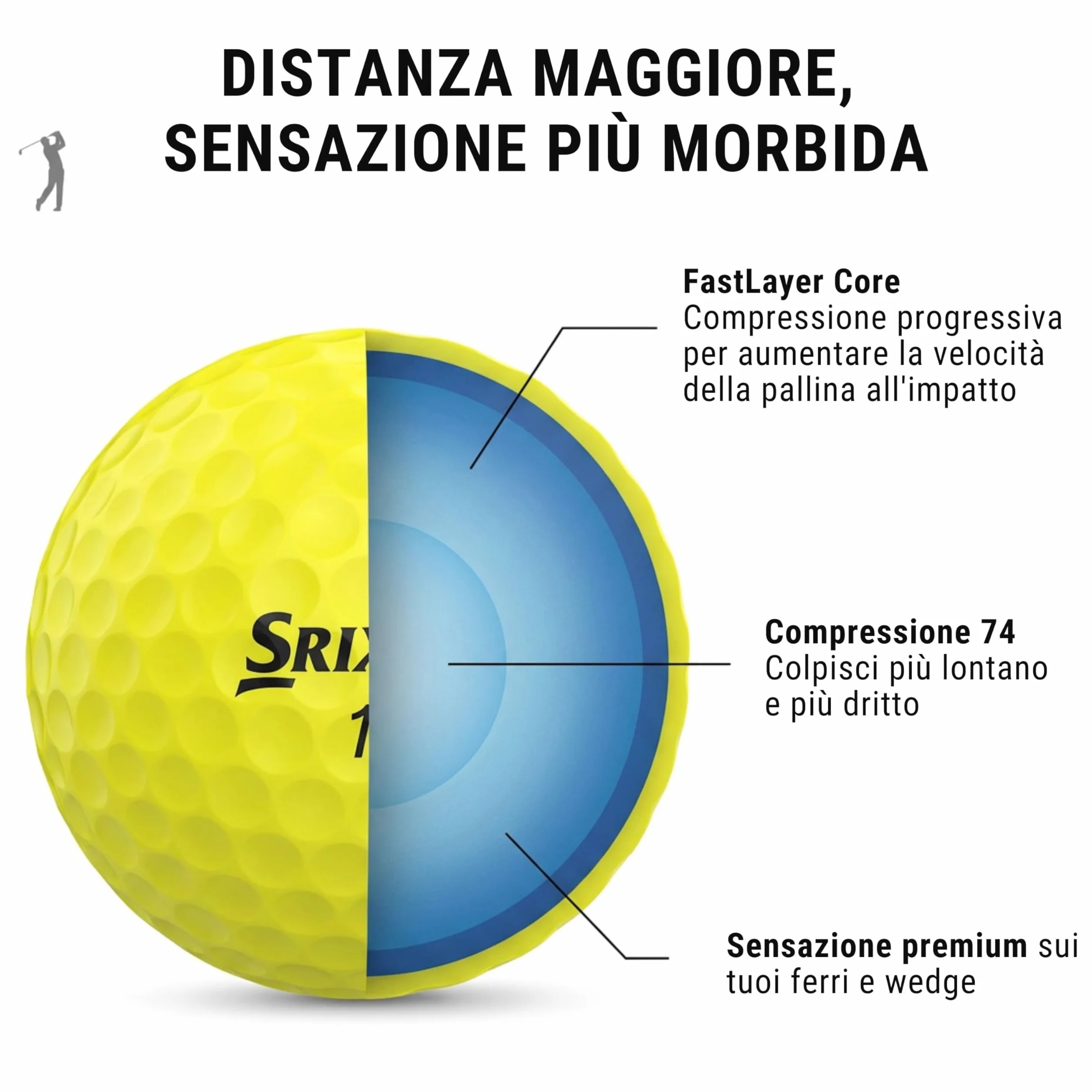 Srixon Q-STAR TOUR Pallina da golf uretano ultrasottile Spin Skin+ FastLayer Core 12 pezzi