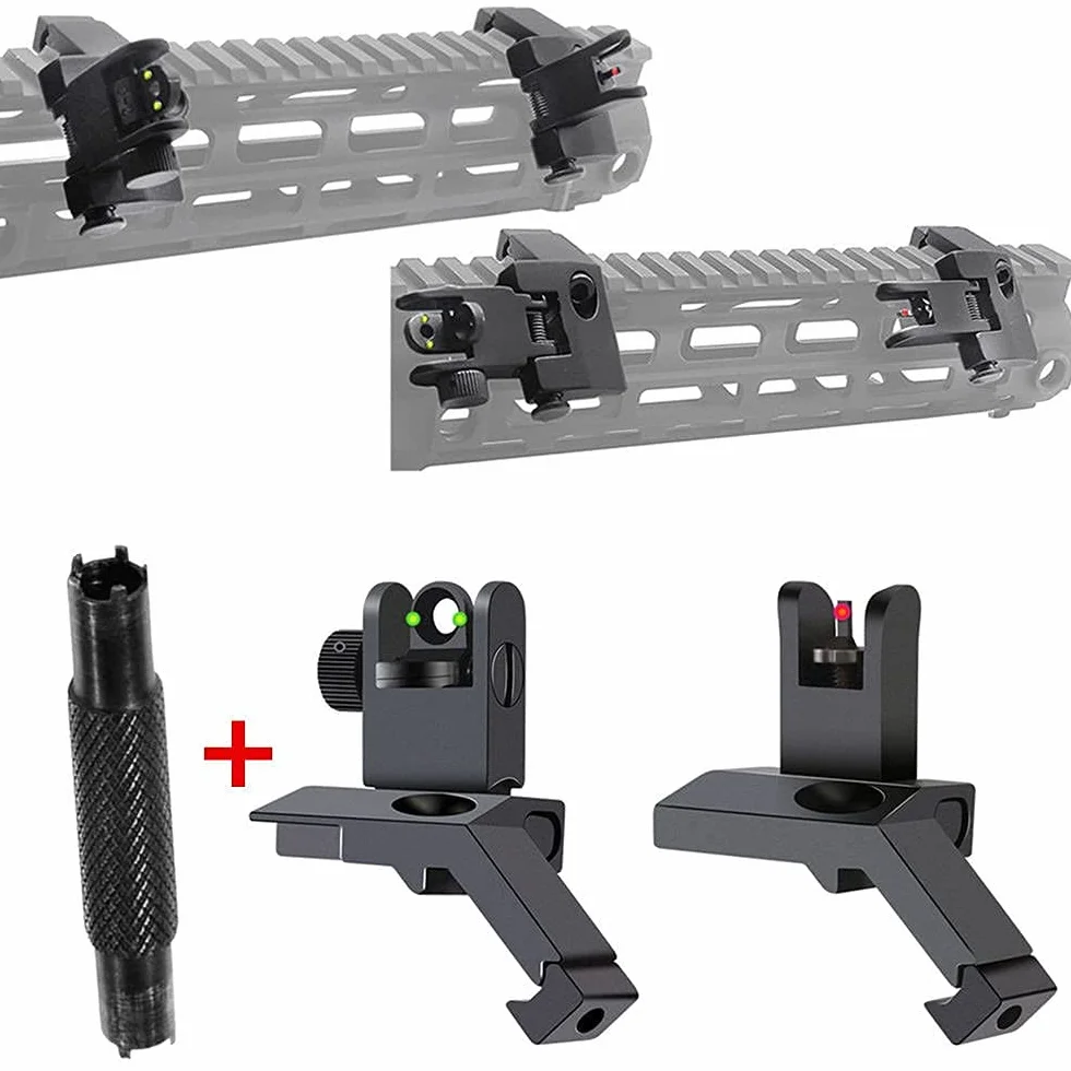 FIRECLUB AR15 Front and Rear Flip Up 45 Degree Rapid Transition BUIS Backup Iron Sight