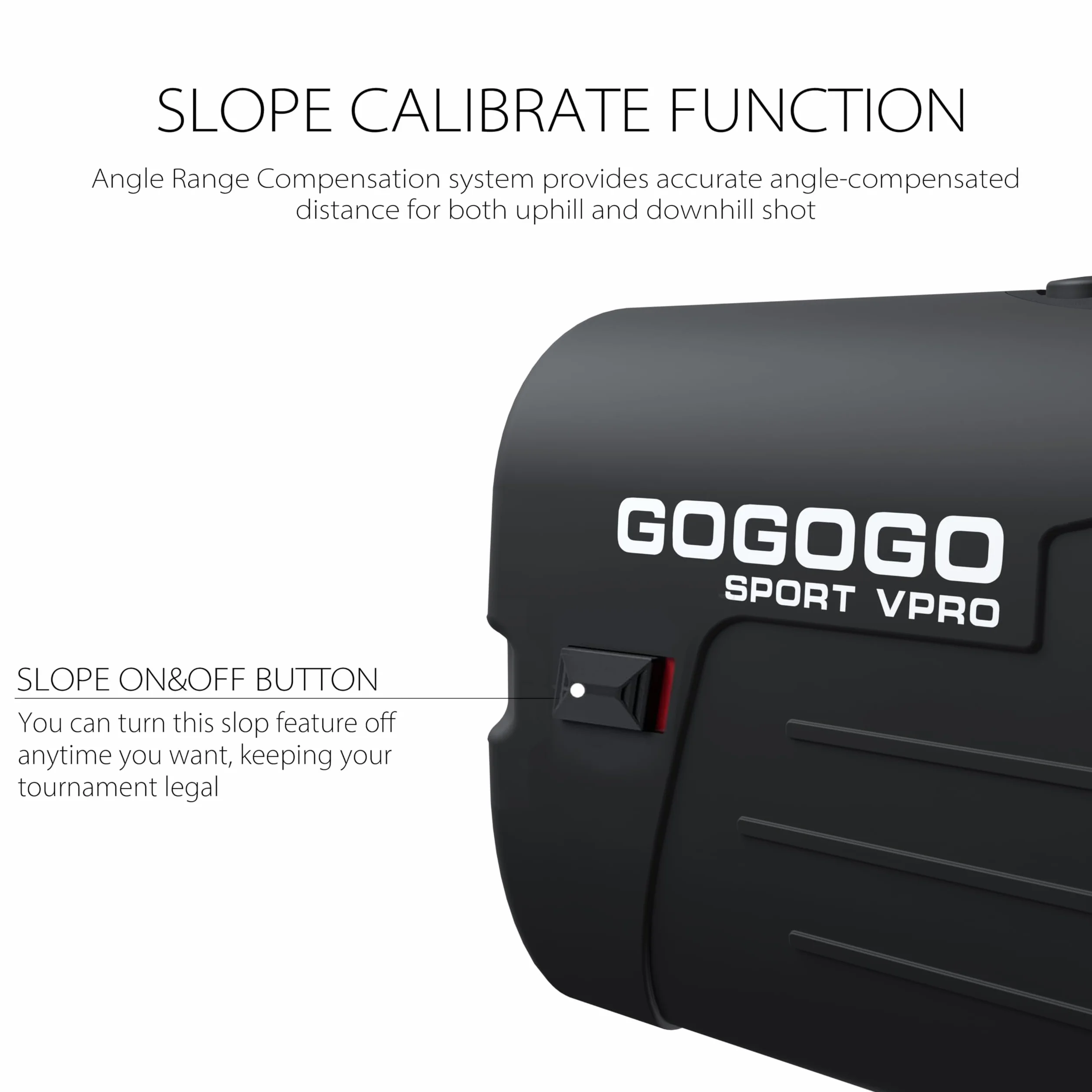 Gogogo Sport Vpro Telemetro Golf 1097 M(1200 Iarde) con Pendenza OFF/ON, Magnetica Telemetri con Ingrandimento 6X,Blocco della Bandiera e Vibrazione,Scansione,Velocità, Batteria Gratuita,Precisione ±1