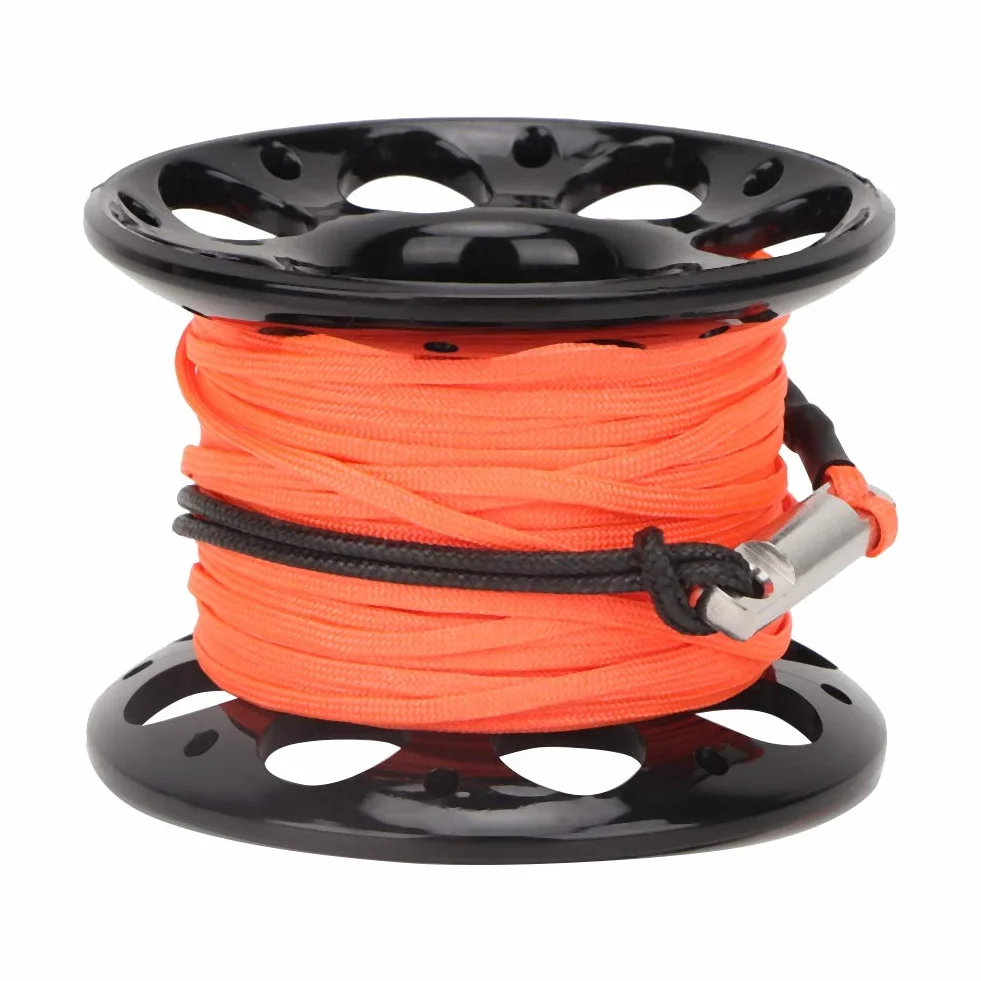 Bobina per immersione 15m Maniglia Puleggia Scuba Spool Reel in plastica Accessori Subacquei (Nero)