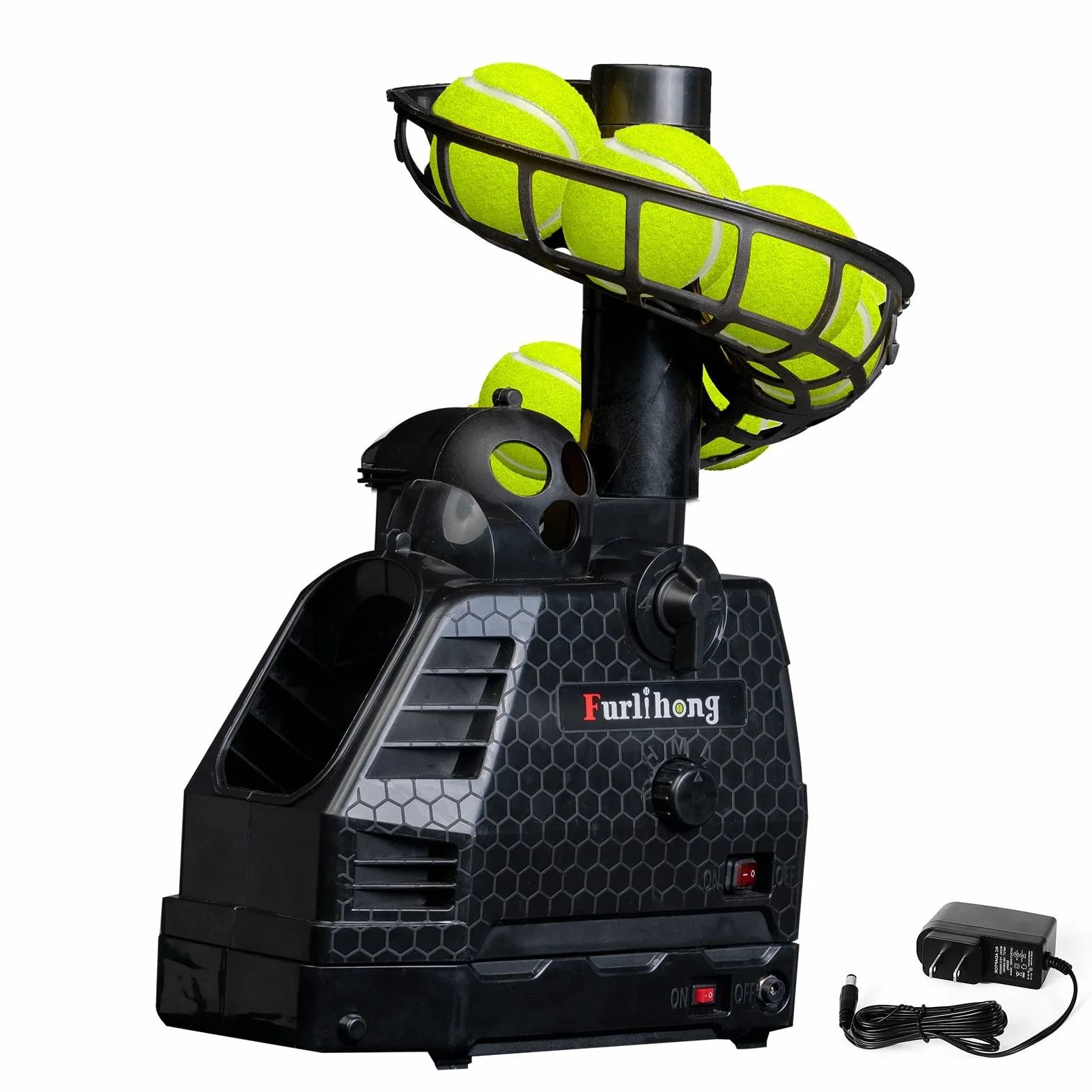 Furlihong Macchina da tennis 680BH, angolo di lancio regolabile, oscillazione automatica, batteria o AC 6V