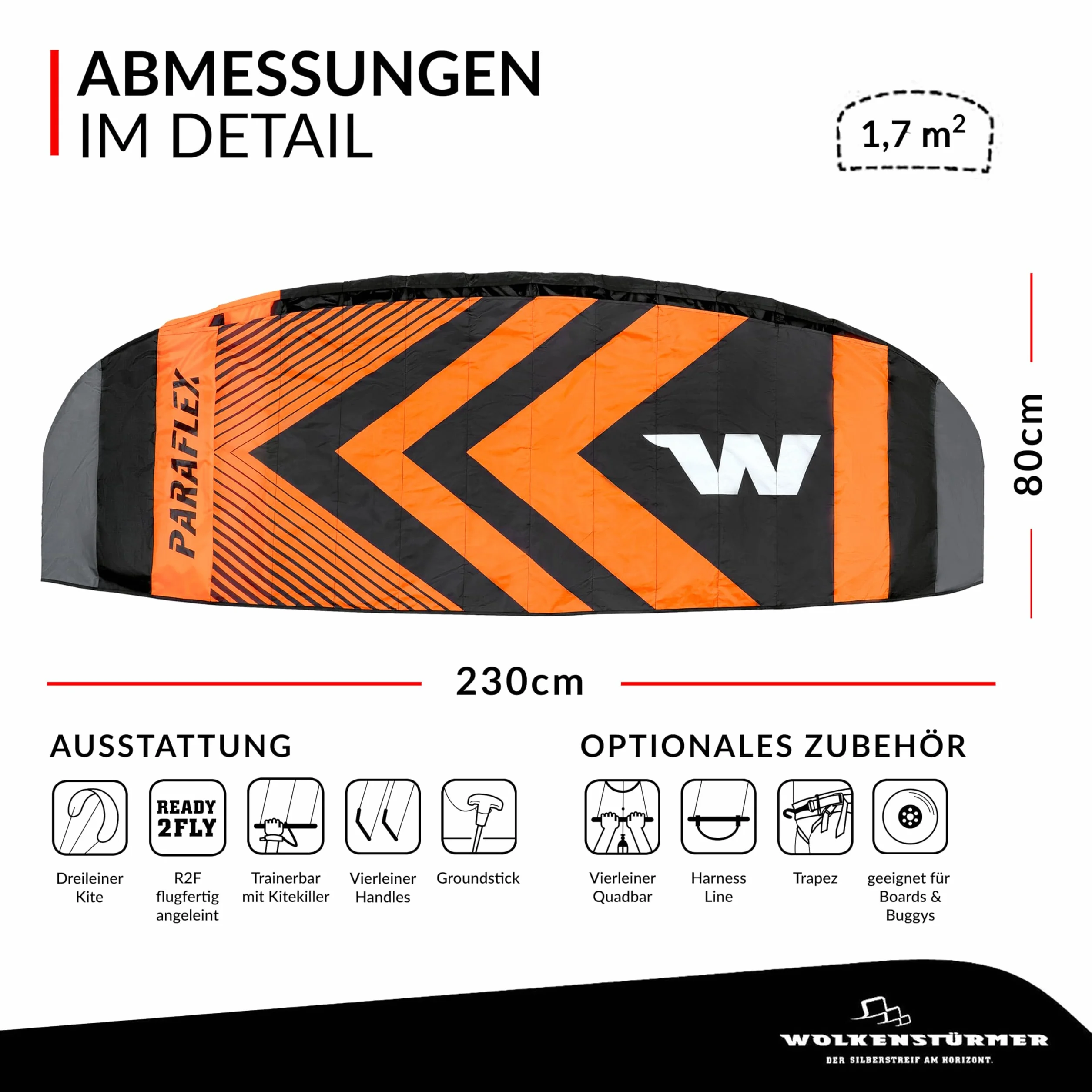 Wolkenstürmer Paraflex Trainer 2.3 Kite Diabolo Freizeitsport Multicolore Poliestere