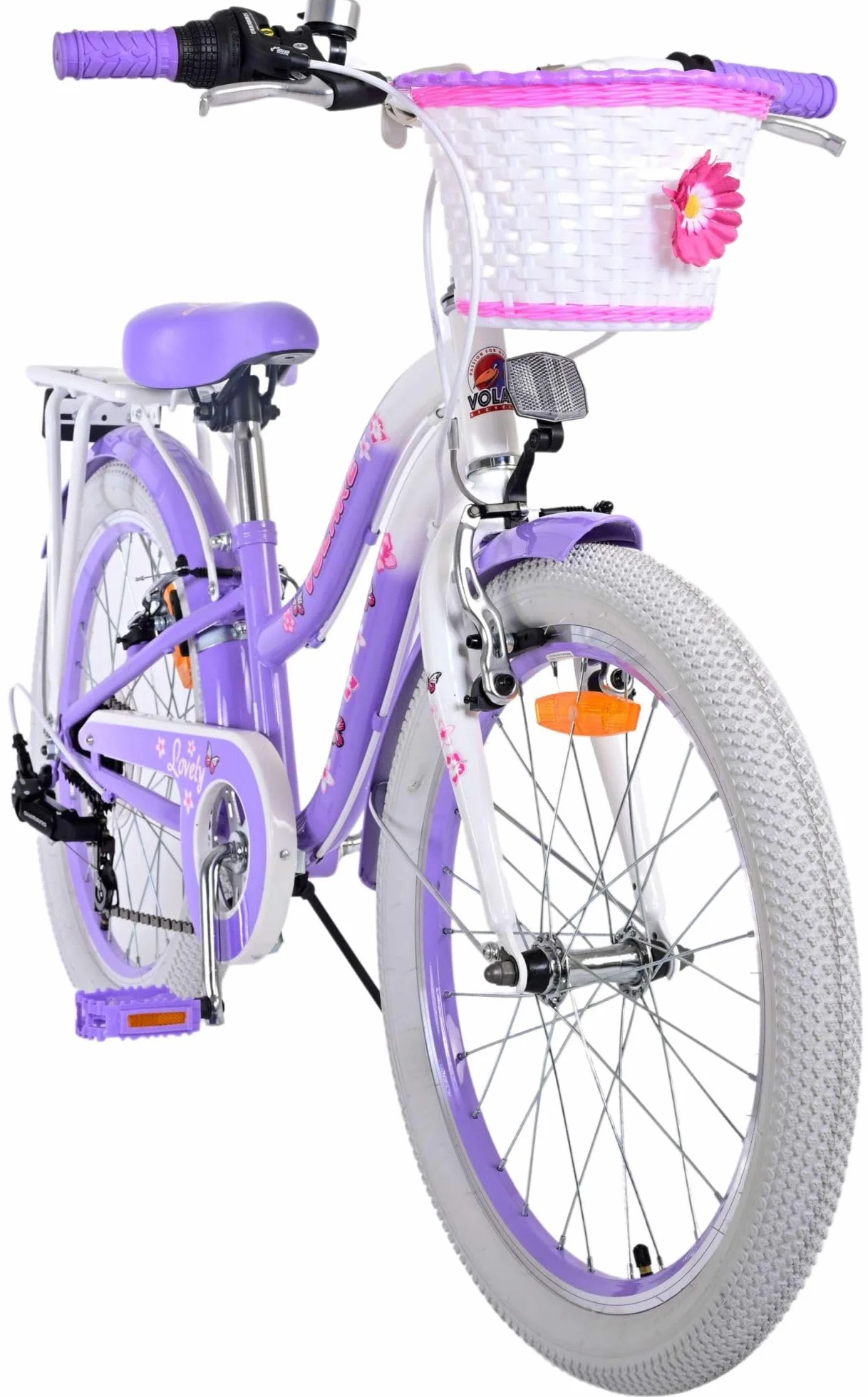 Bicicletta per bambine 20 pollici 6-8 anni cambio Shimano 7 marce cestino portapacchi fuxia