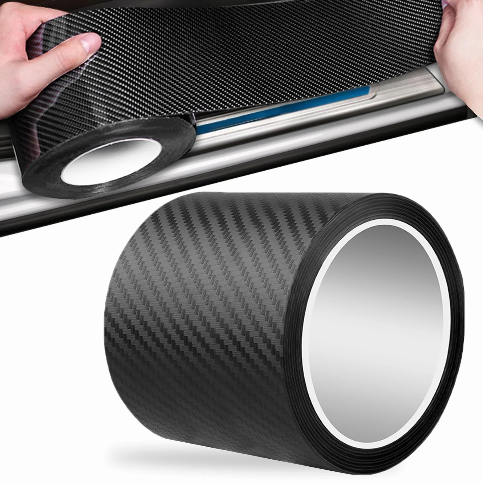 Pellicola Carbonio Adesiva,3 Meters X 10 CM Pellicola Adesiva Carbonio,Paraurti Per Auto Antigraffio,Fibra Di Carbonio Per Auto,Adesivo Carbonio Spesso per Porta, Bagagliaio, Carrozzeria