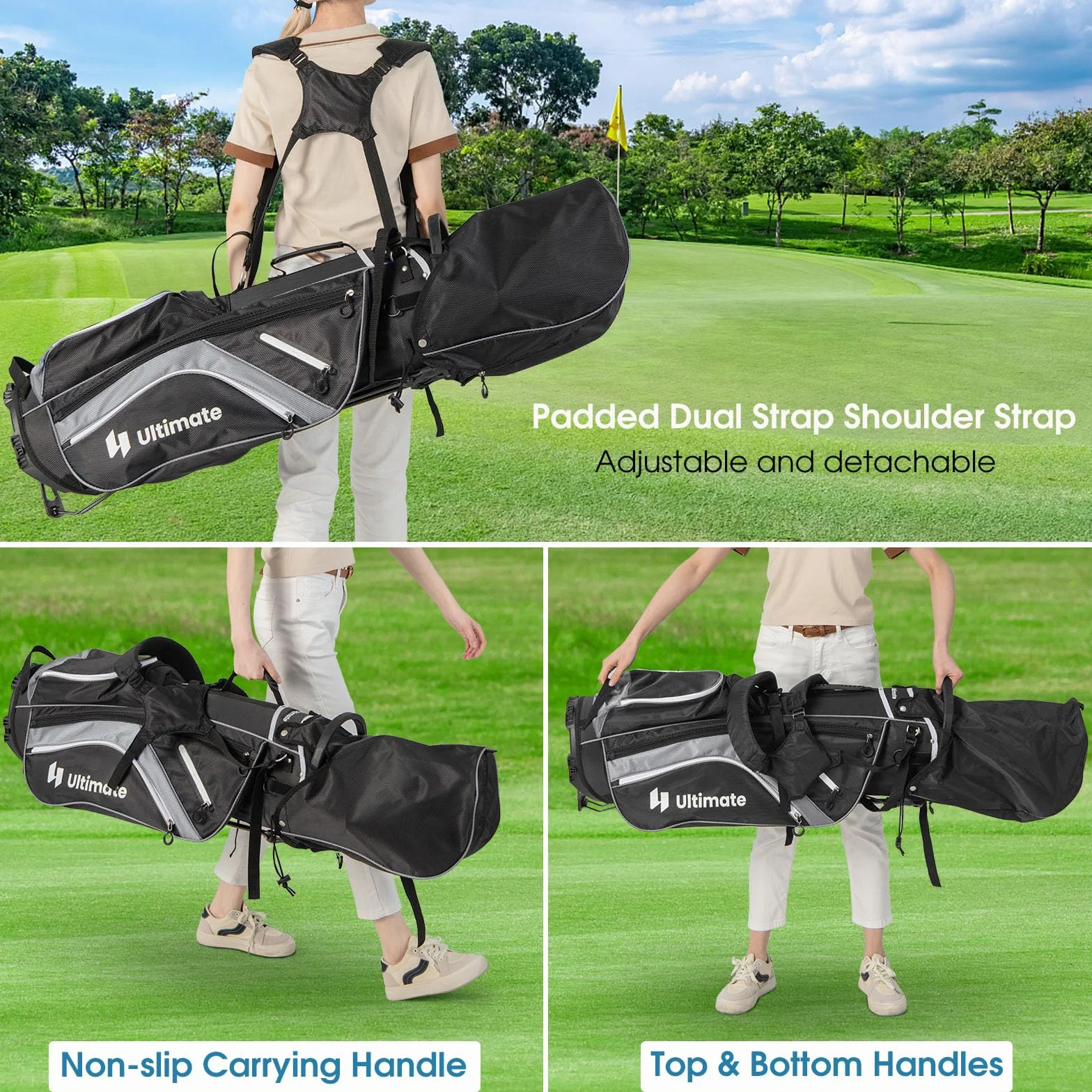 LIFEZEAL Borsa da golf 14 scomparti leggera con doppie bretelle 6 tasche antipioggia