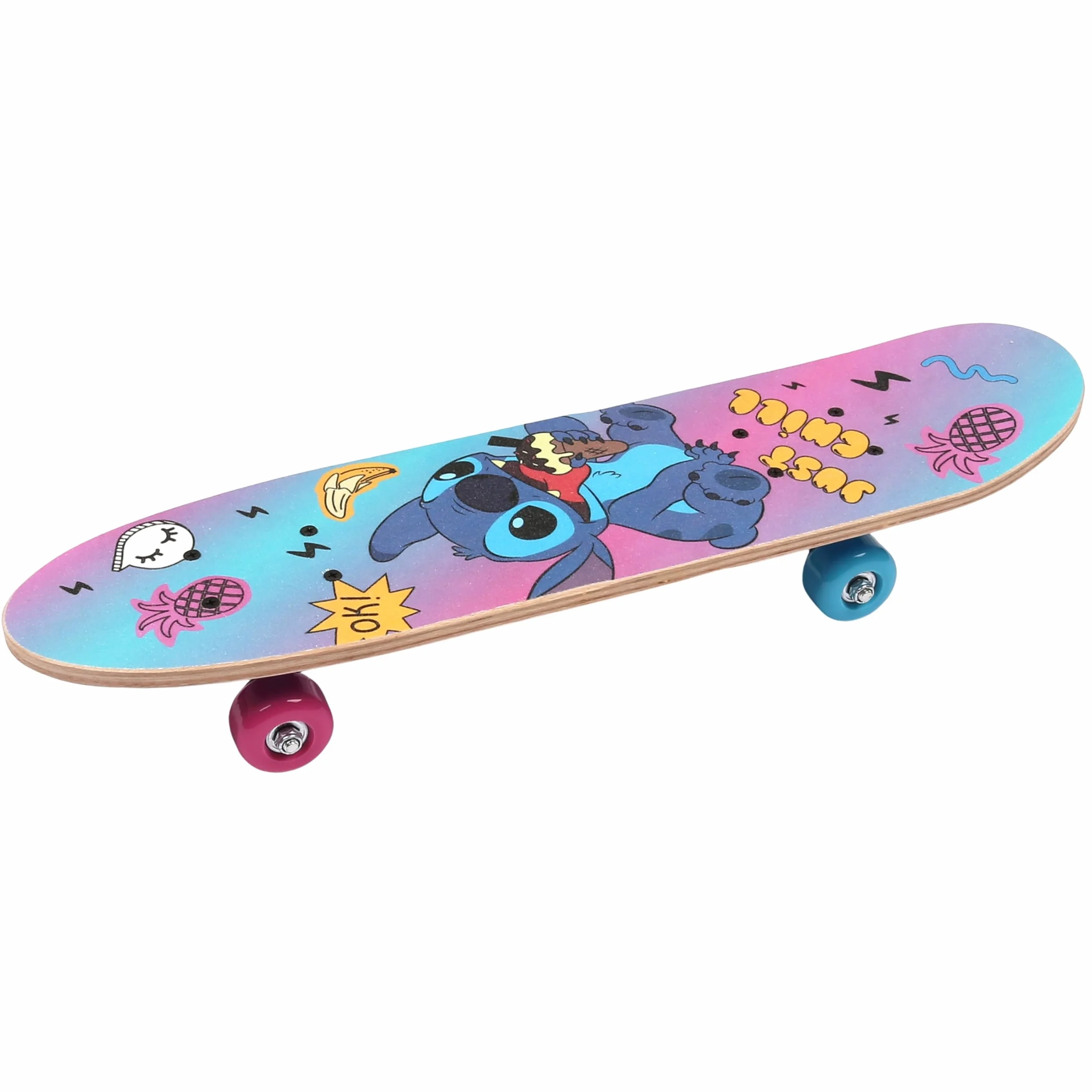 DISNEY Stitch Skateboard in legno 61cm, antiscivolo, leggero e stabile 20-50kg