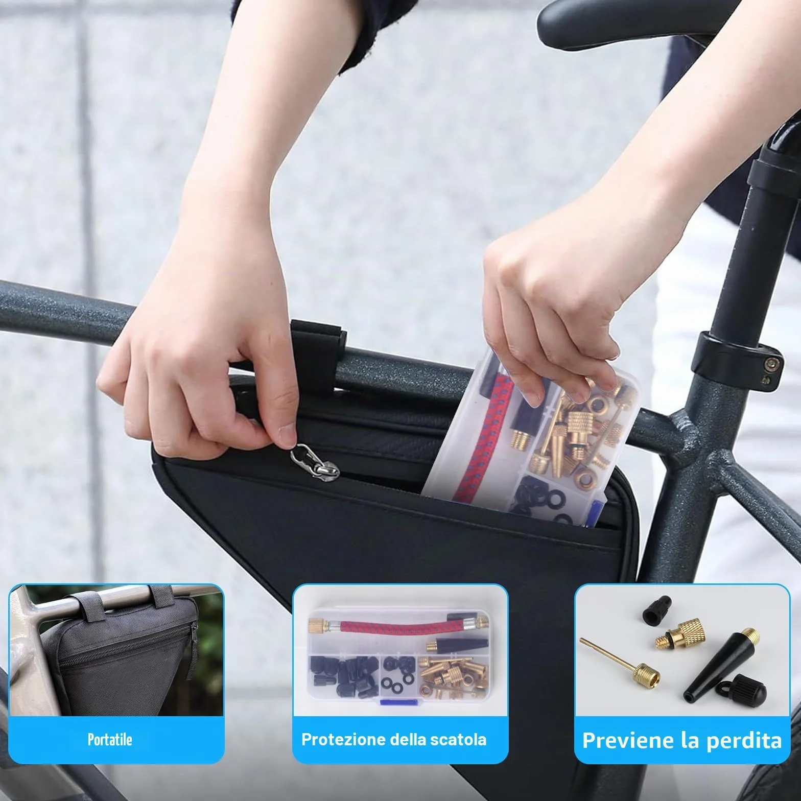 Adattatore Valvola Bicicletta SV DV AV 36 Pezzi Set Gonfiaggio Pompa