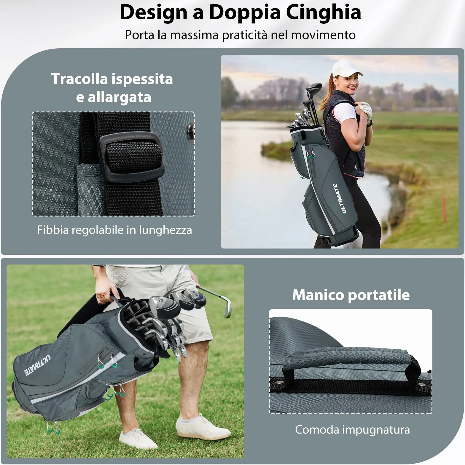 COSTWAY Borsa da Golf 14 Divisori Leggera Tracolla 7 Tasche Cerniera Termica Impermeabile