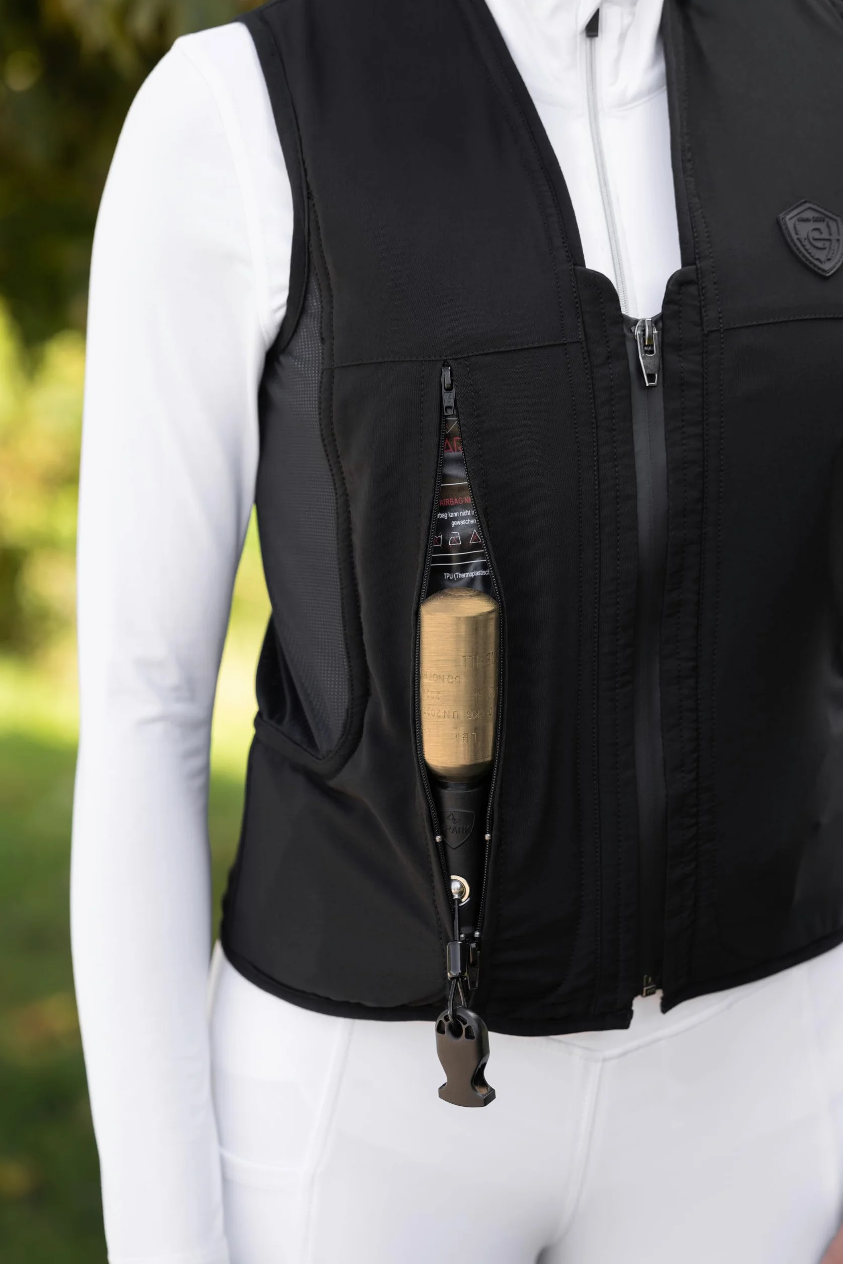 Covalliero Gilet di sicurezza per airbag Manege, gilet di sicurezza, protezione M, 165-170 cm, nylon, nero, equitazione, cartuccia inclusa