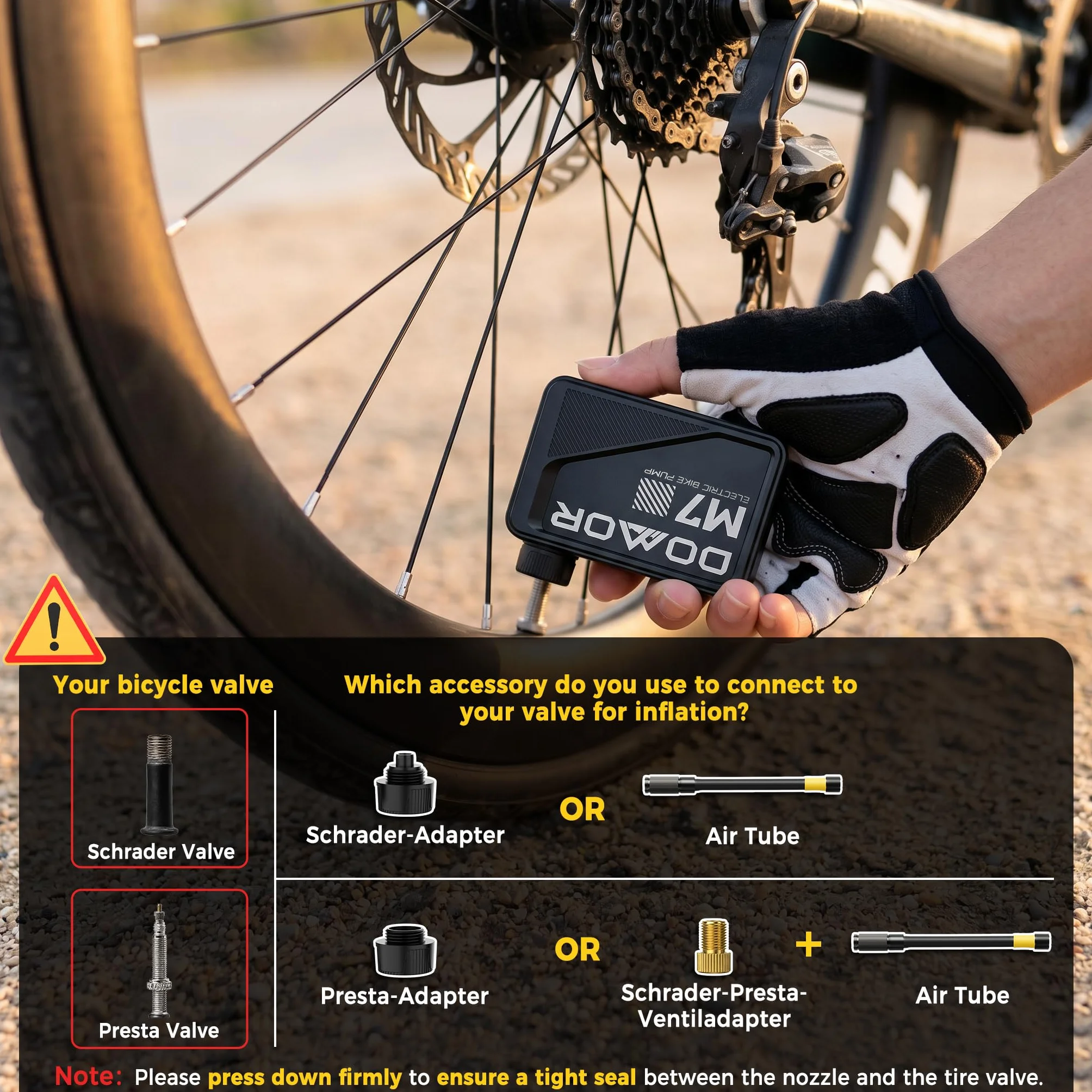 Pompa Elettrica per Bici 120 PSI Portatile con Manometro Digitale per Valvole Presta e Schrader